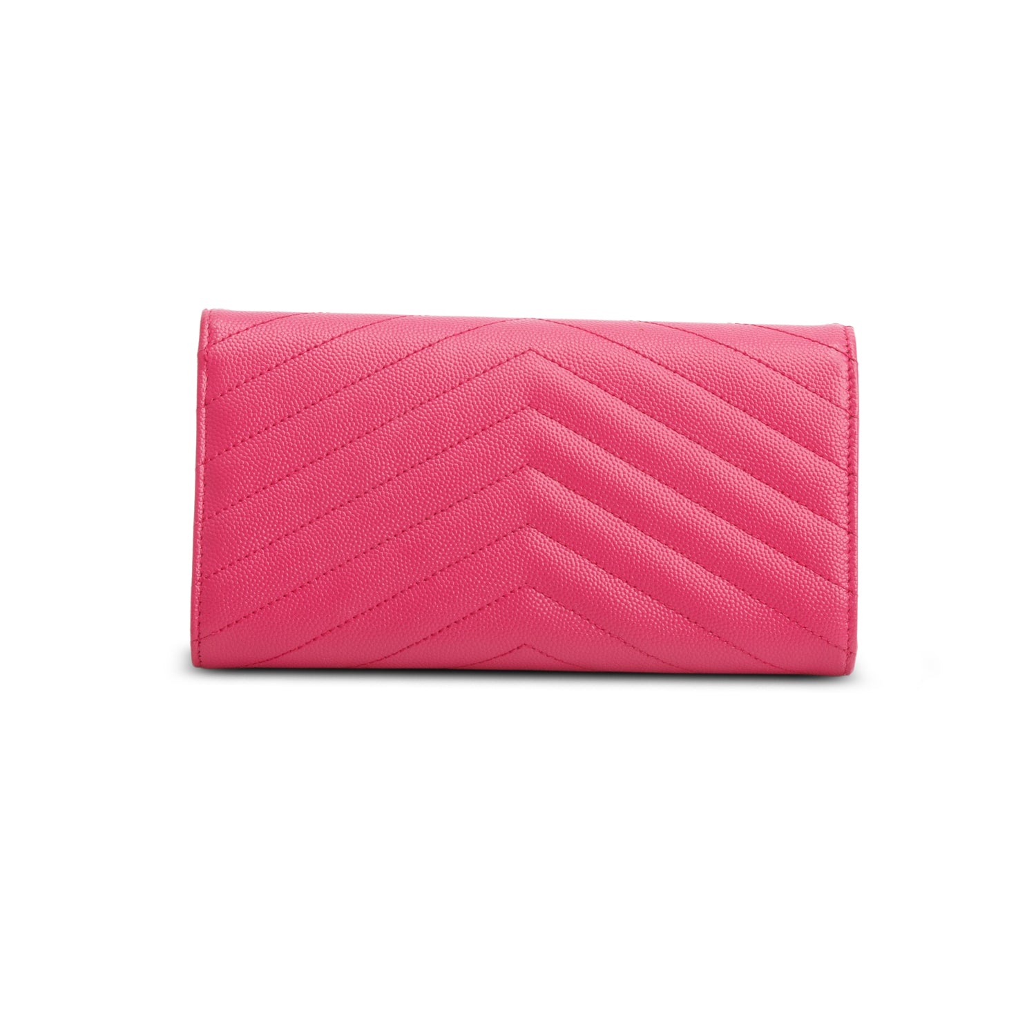 Saint Laurent 2021 Pink Grain de Poudre Cassandre Matelasse Large Flap Wallet w/ Box