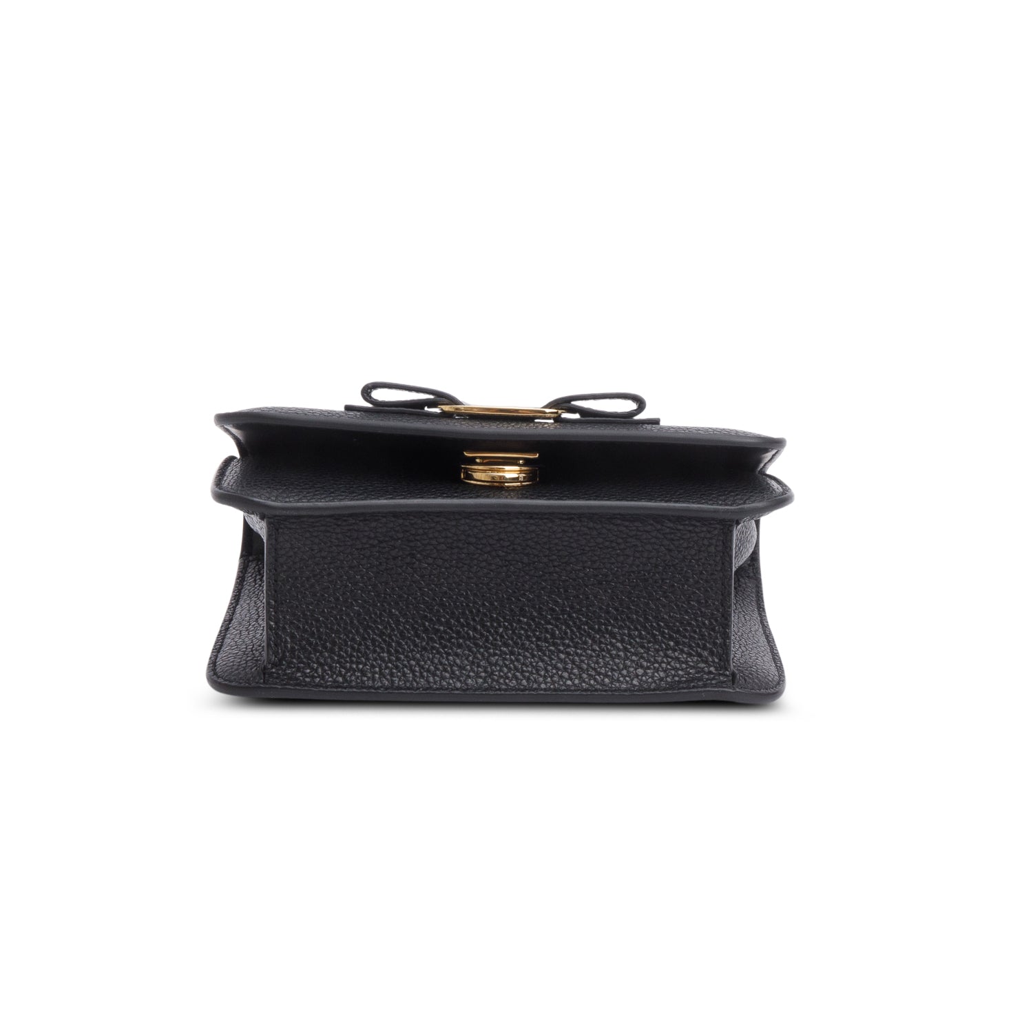 Ferragamo Black Pebbled Leather Vara Bow Crossbody Bag