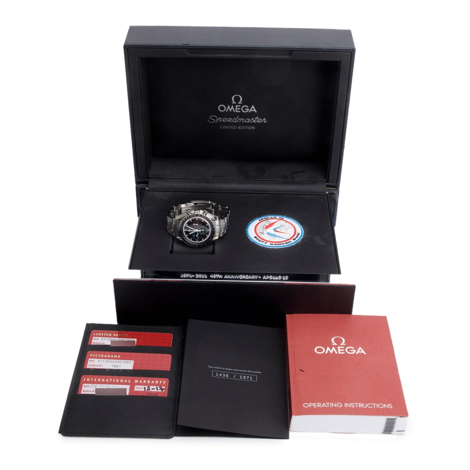 Omega Stainless Steel Limited Edition Speedmaster Professional Apollo 15 42 MM Manual Chronograph Watch Black Dial w/ Box & Papers