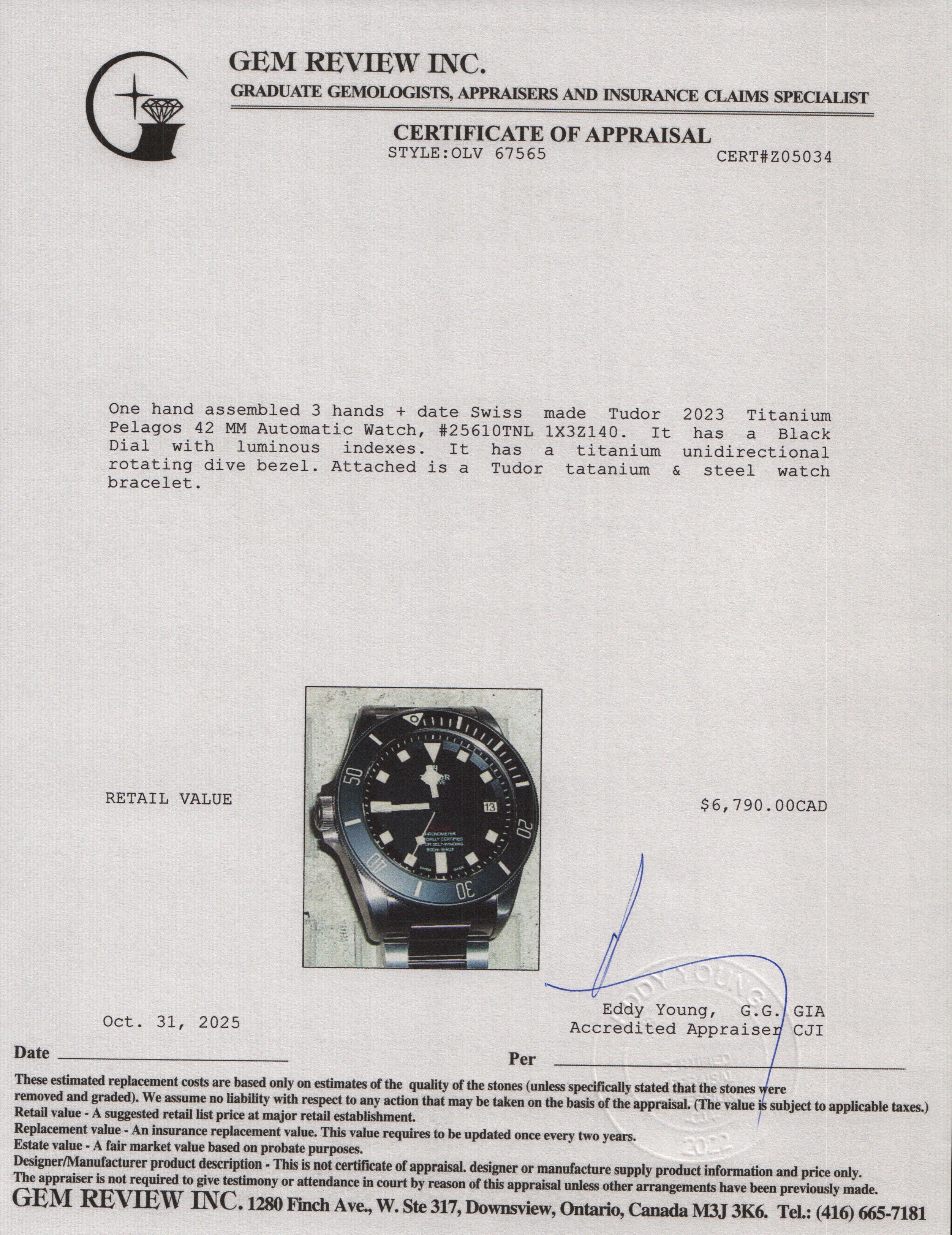 Tudor 2023 Titanium Pelagos 42 MM Automatic Watch Black Dial 25610TNL w/ Box, Papers & Extra Strap