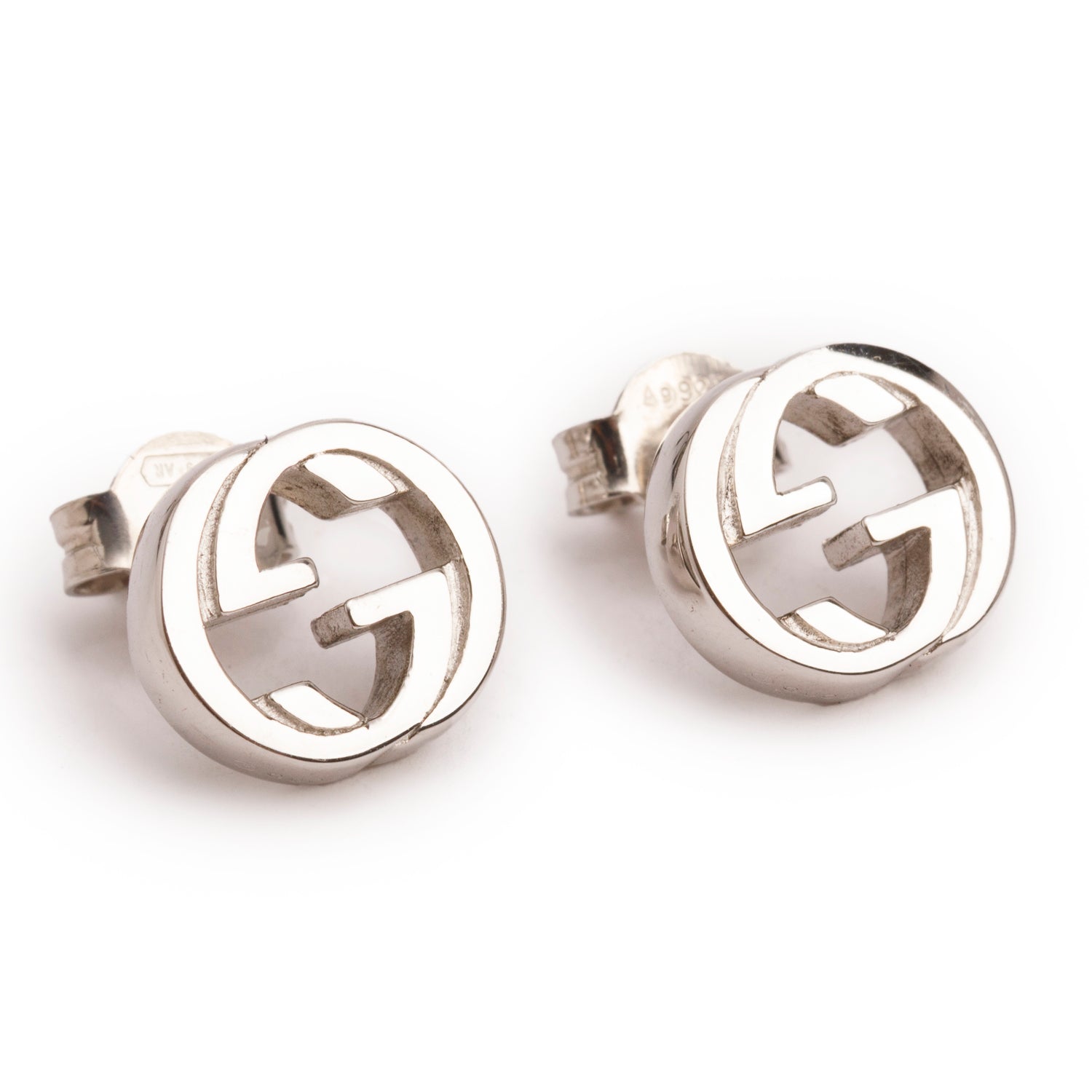 Gucci Sterling Silver Interlocking G Stud Earrings w/ Box