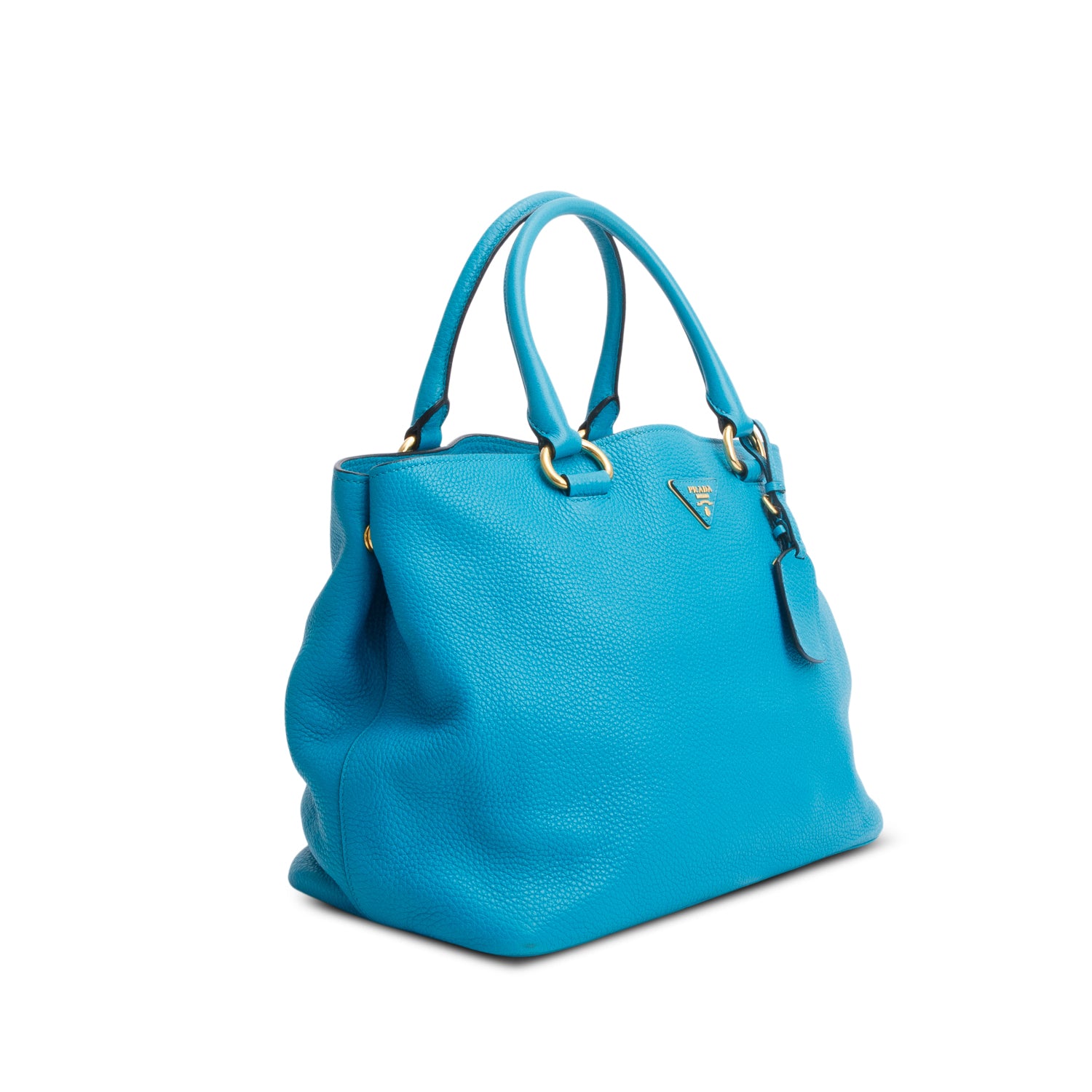 Prada Blue Vitello Daino Convertible Tote w/ Strap