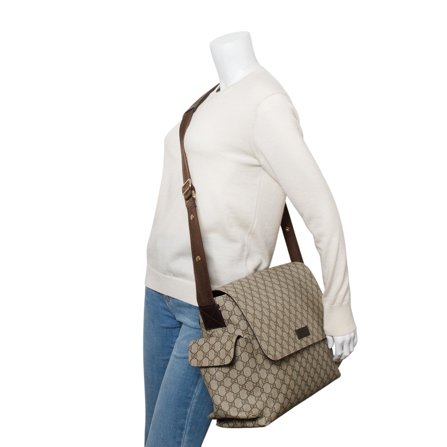 Gucci Beige GG Supreme Monogram Large Diaper Bag