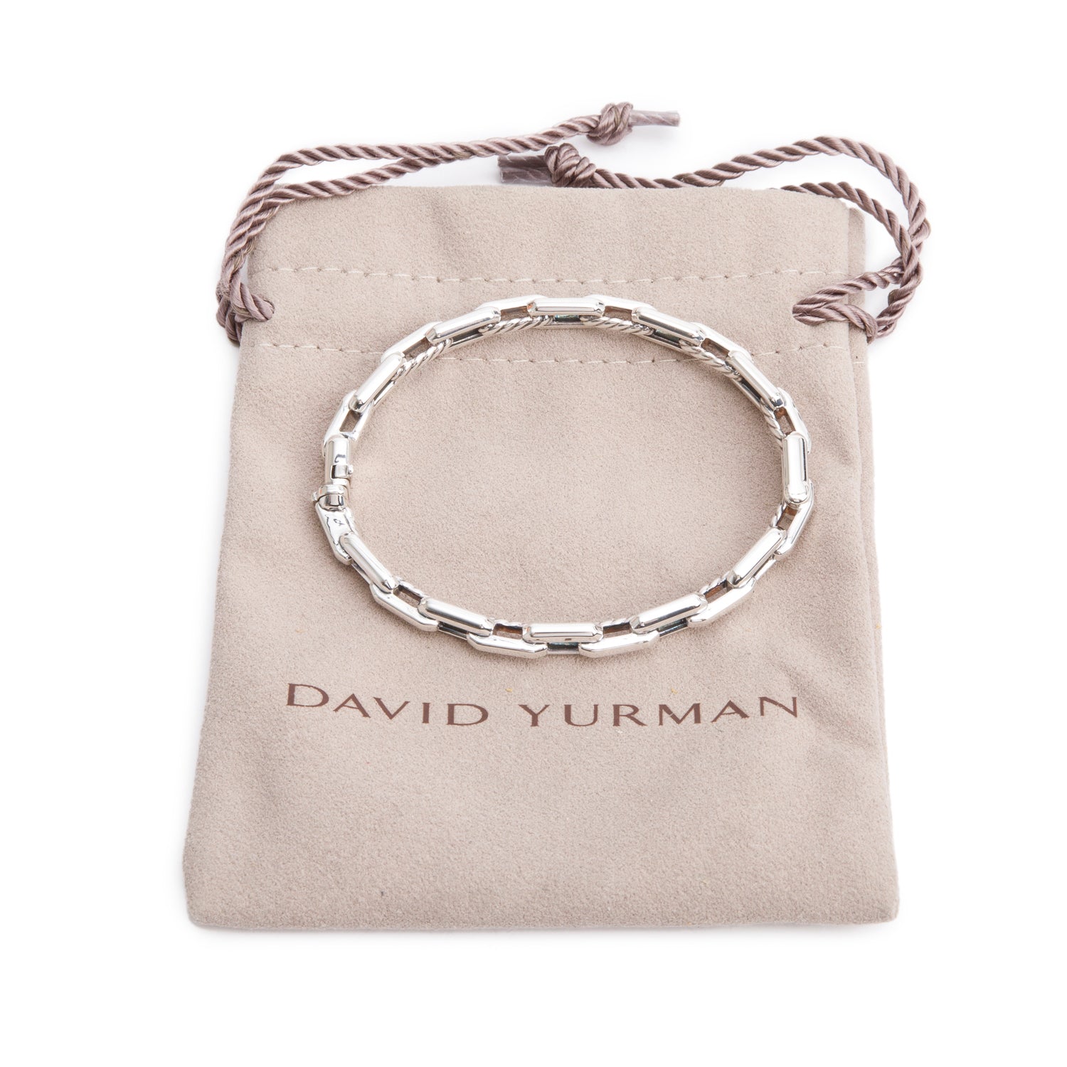 David Yurman Sterling Silver Diamond Stax Link Bracelet
