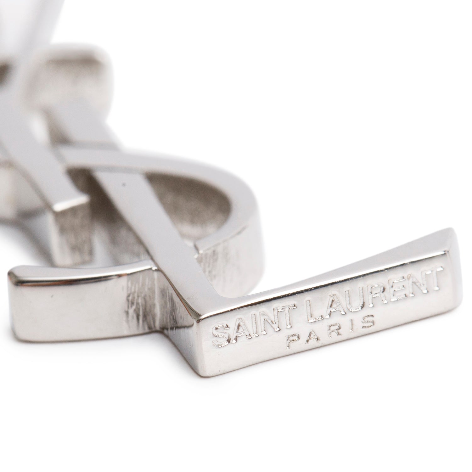 Saint Laurent Silver-Tone Metal Cassandre Palm Drop Earrings