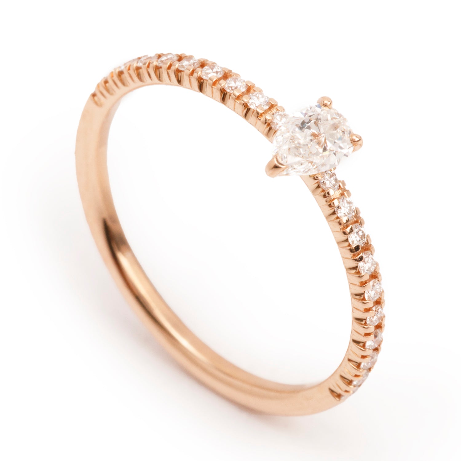 Cartier 18k Rose Gold Pear Shaped Diamond Etincelle de Cartier Ring, Size 50 5.25