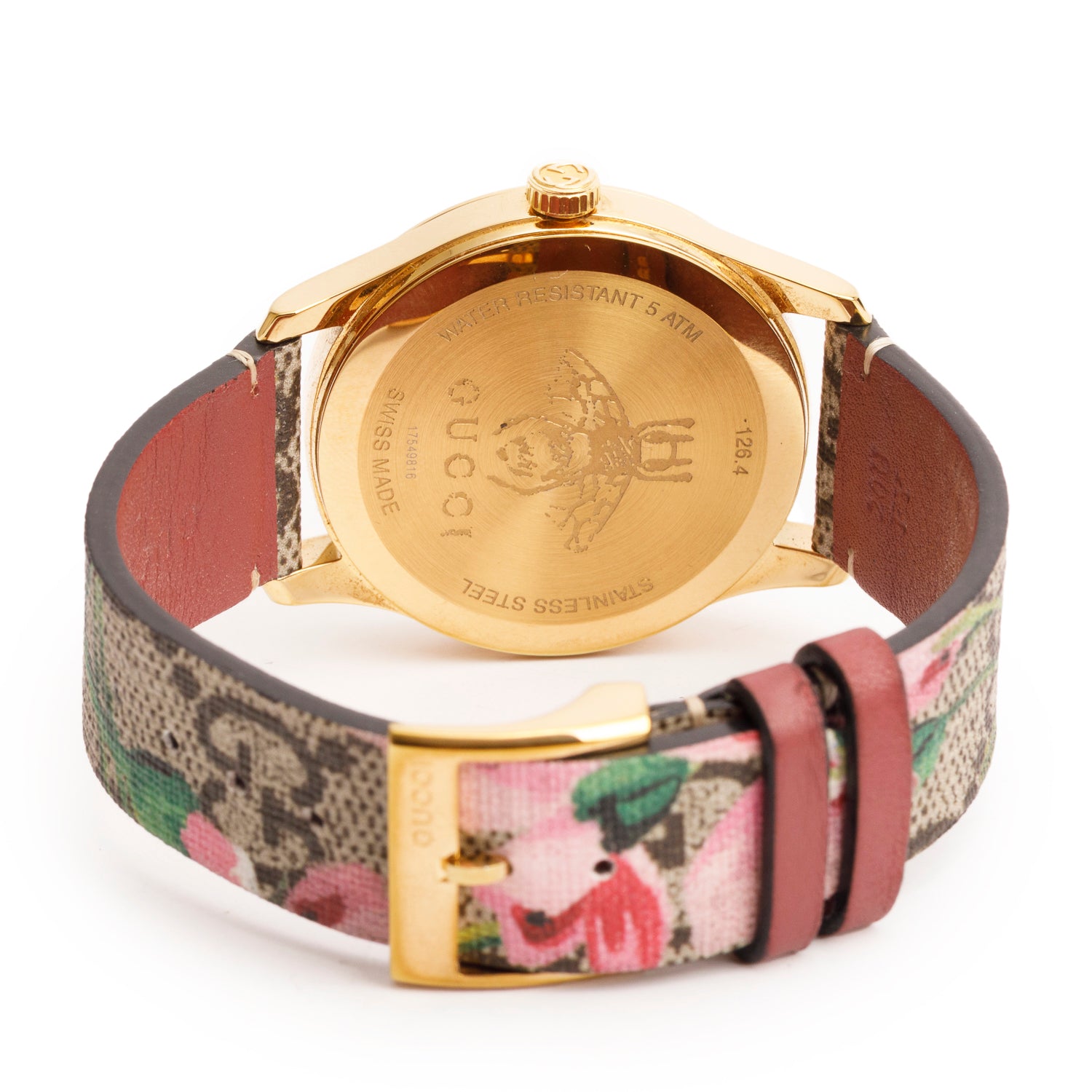 Gucci 2024 Gold-Plated Stainless Steel G-Timeless Pink Blossom 38 MM Quartz Watch w/ Box & Papers