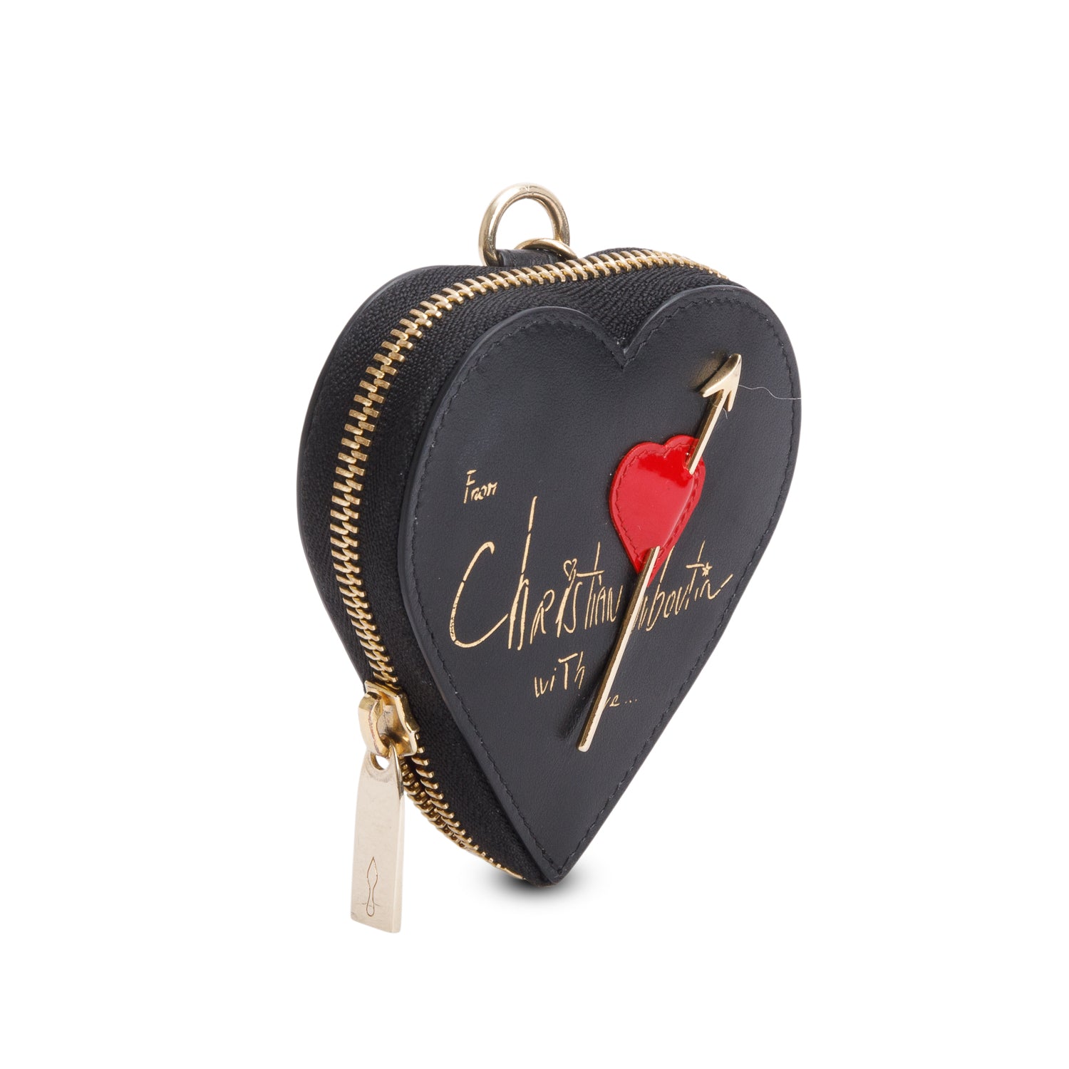 Christian Louboutin Black Leather Corapurse Key Ring