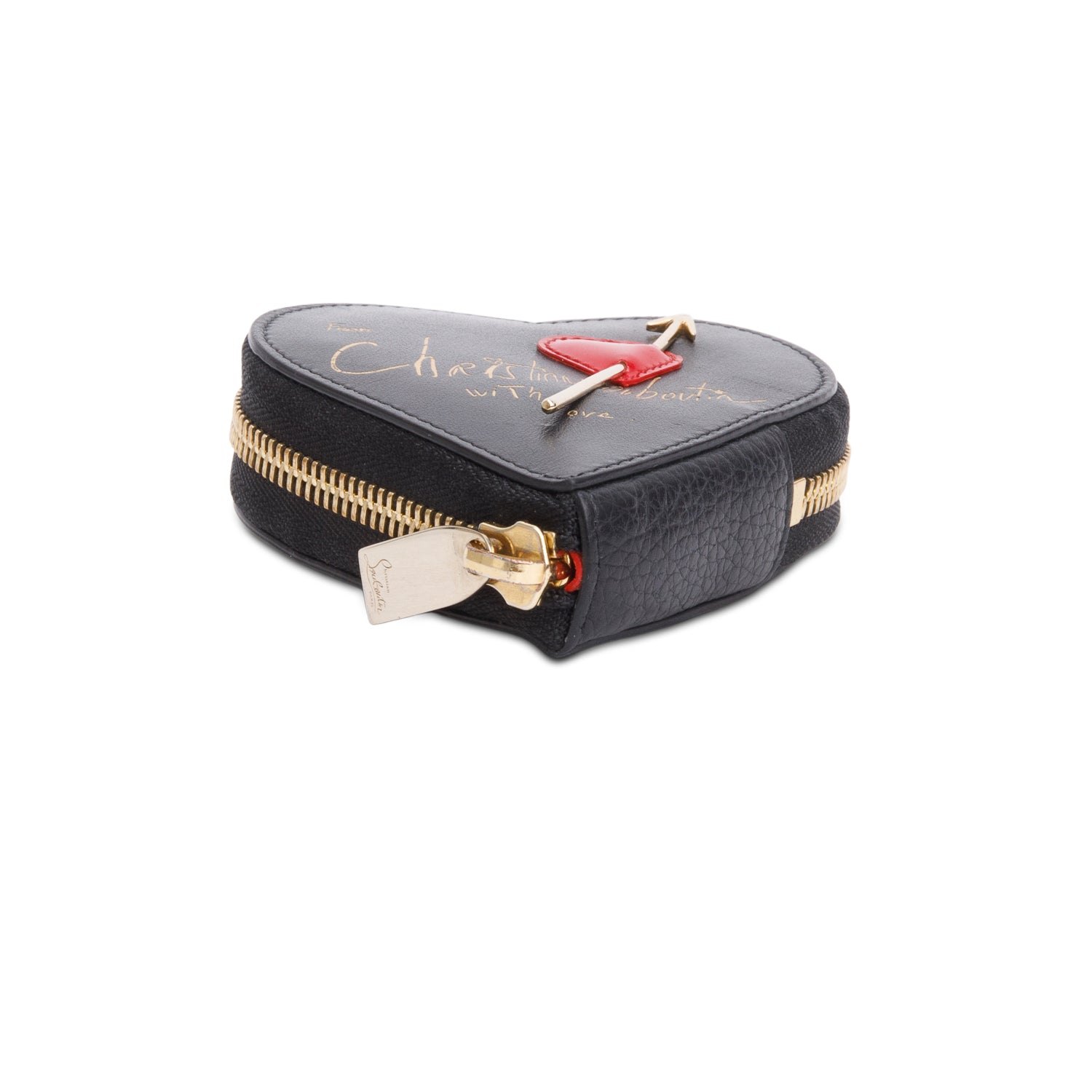 Christian Louboutin Black Leather Corapurse Key Ring