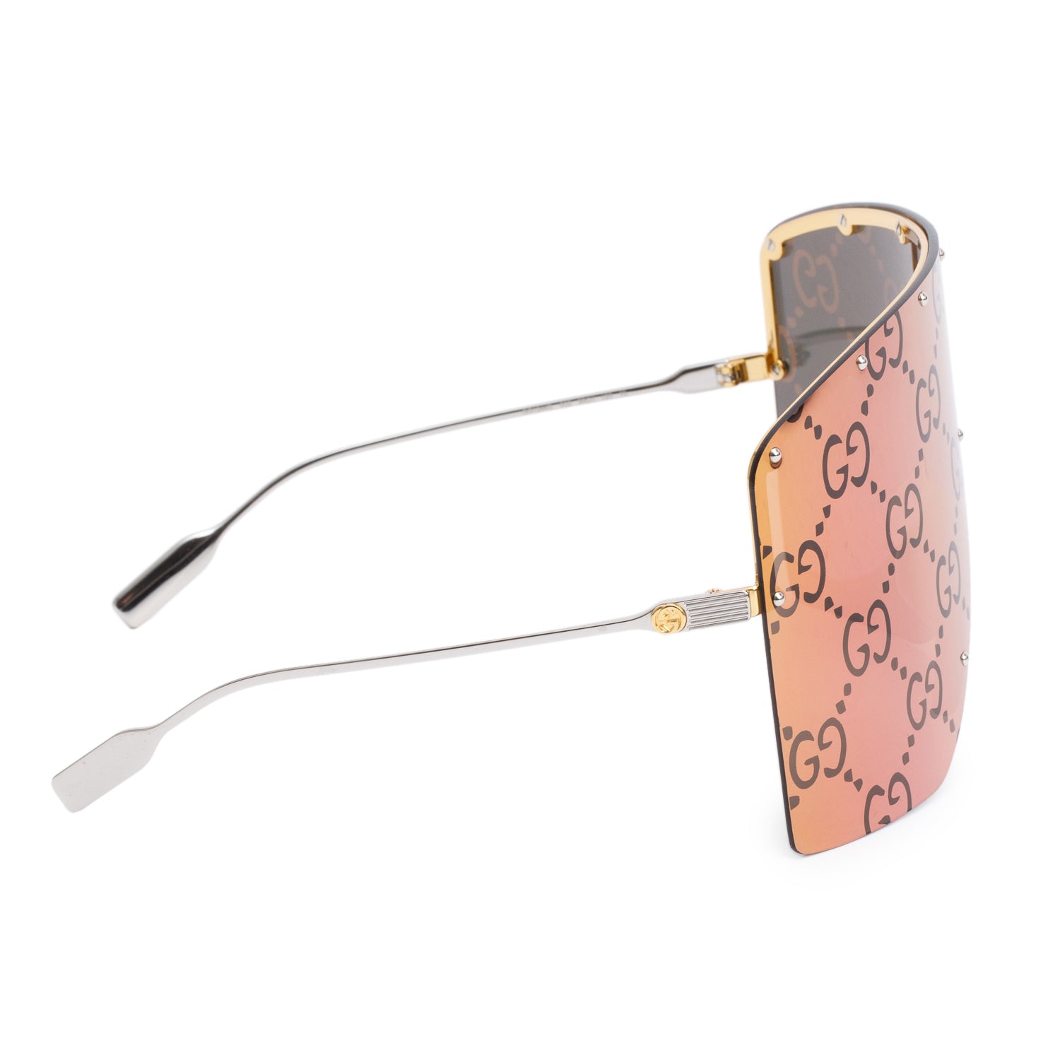 Gucci 1244S Purple Monogram GG Shield Sunglasses w/ Case