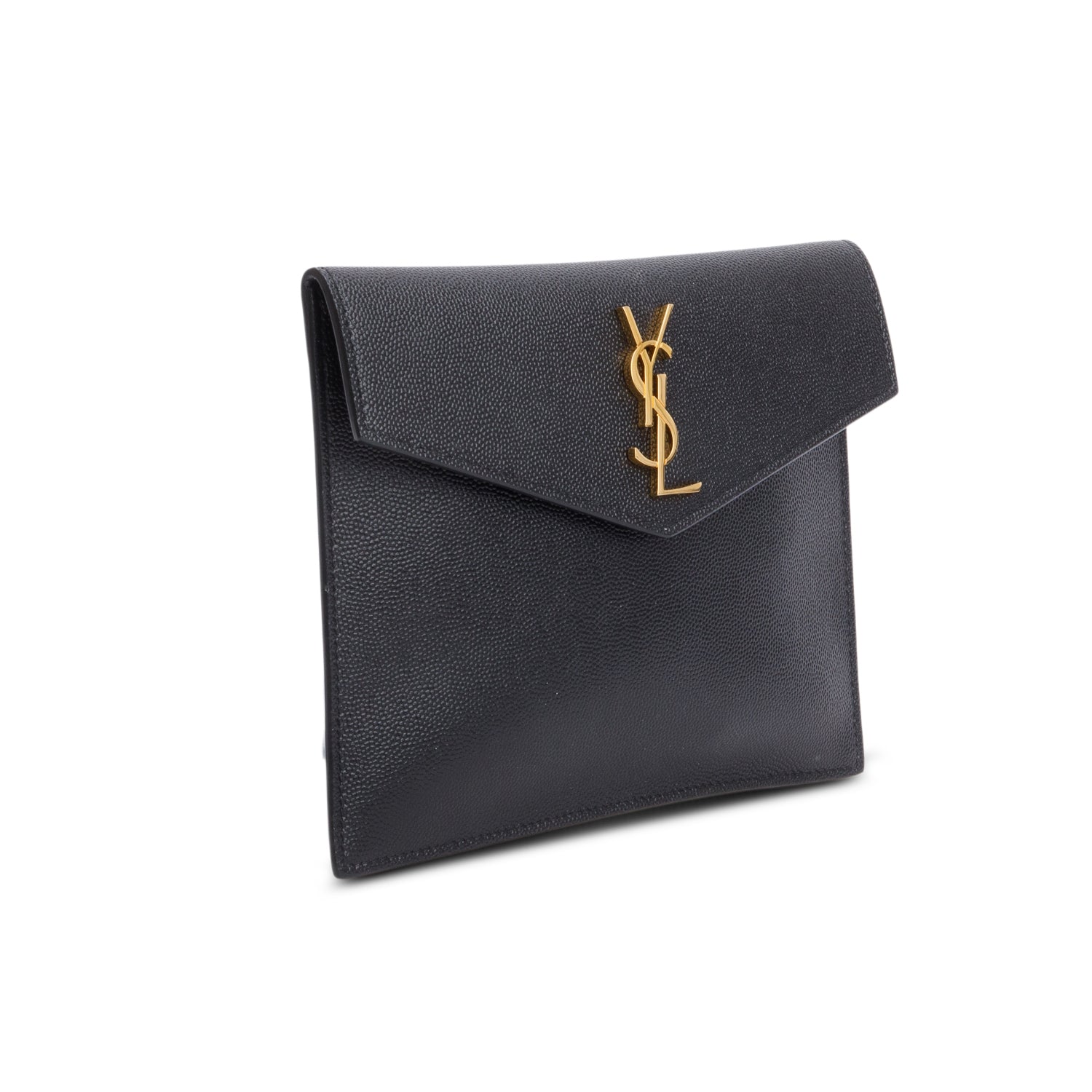 Saint Laurent Black Grain de Poudre Envelope Pouch