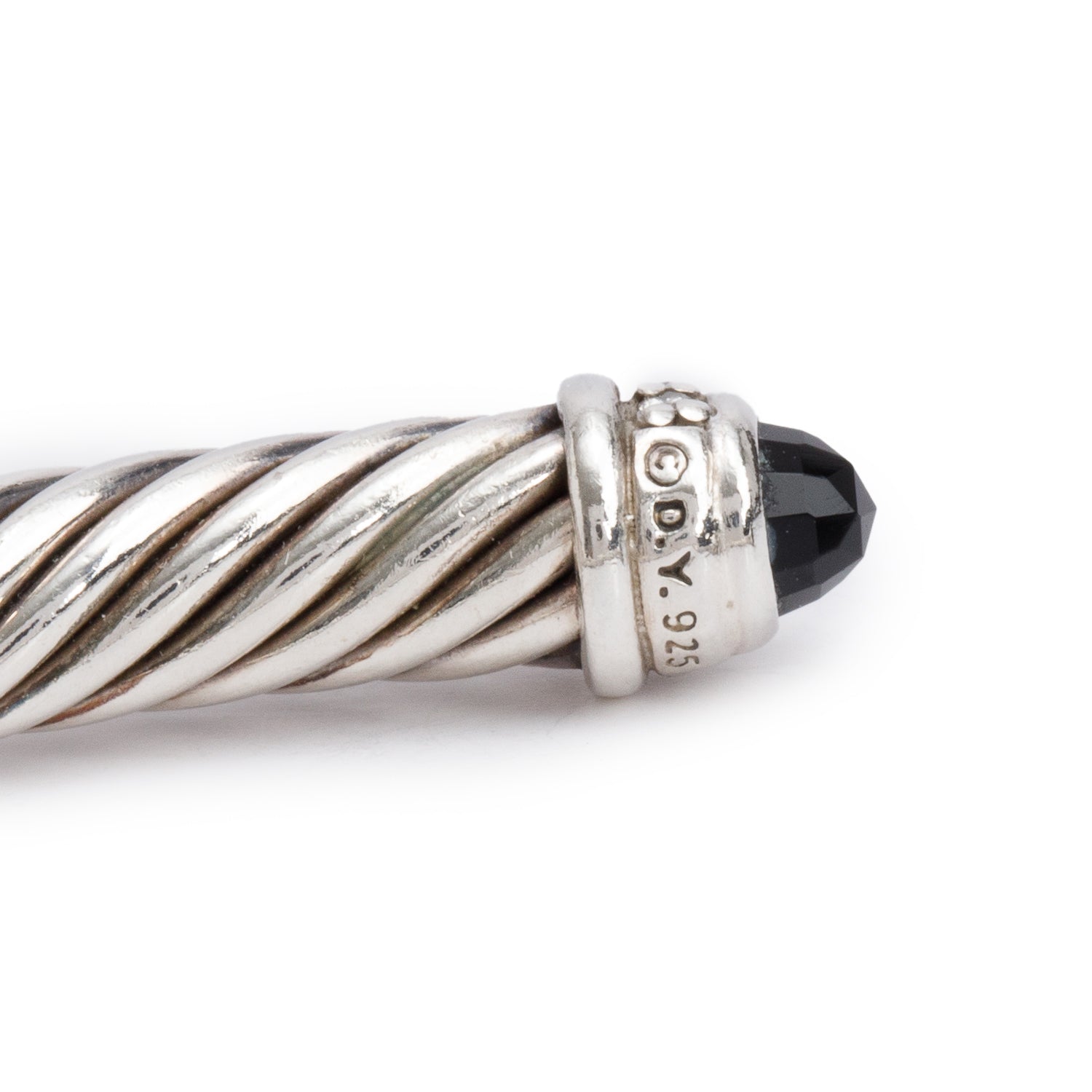 David Yurman Sterling Silver Onyx & Diamond 5 MM Cable Classics Bracelet w/ Box