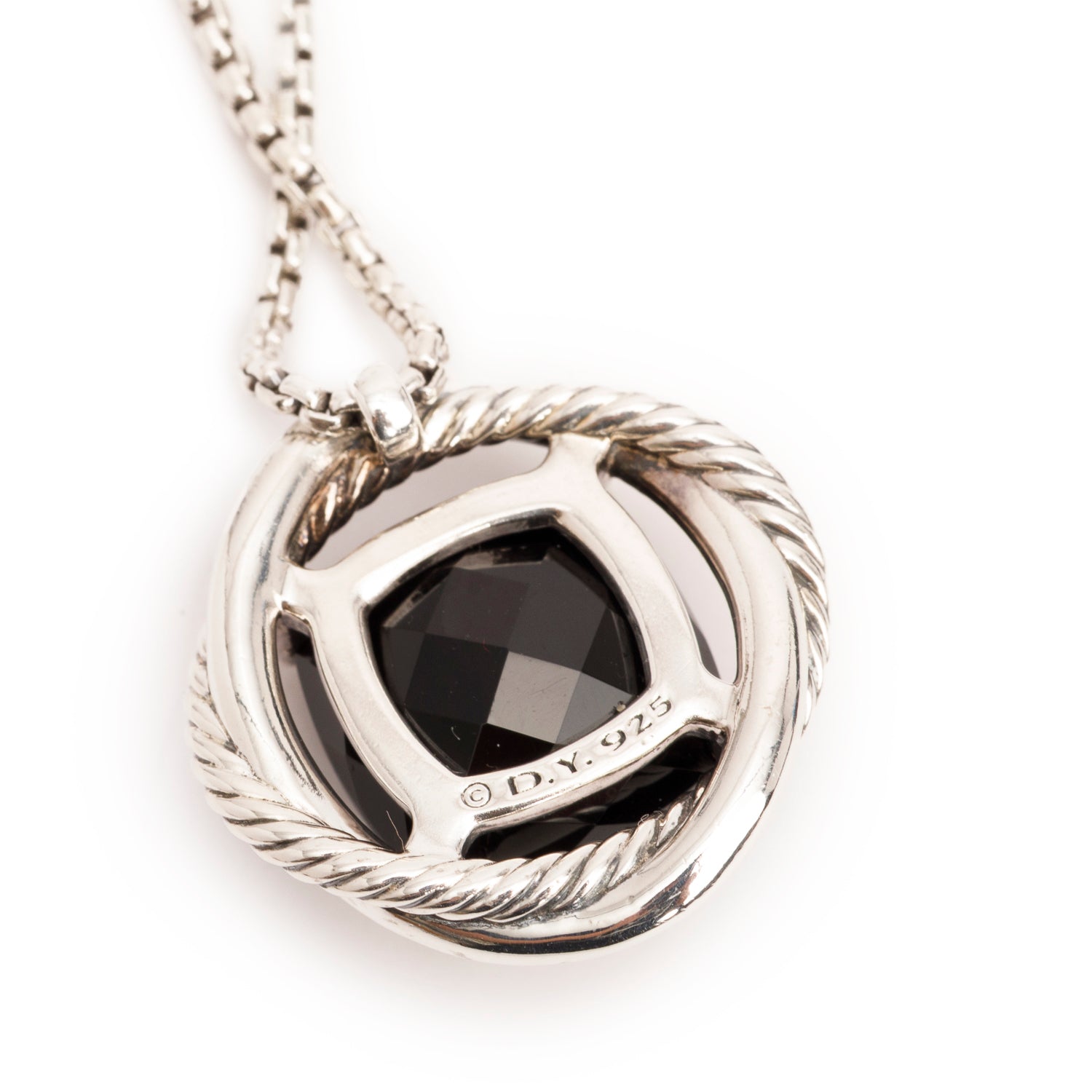David Yurman Sterling Silver Onyx Infinity Pendant Necklace