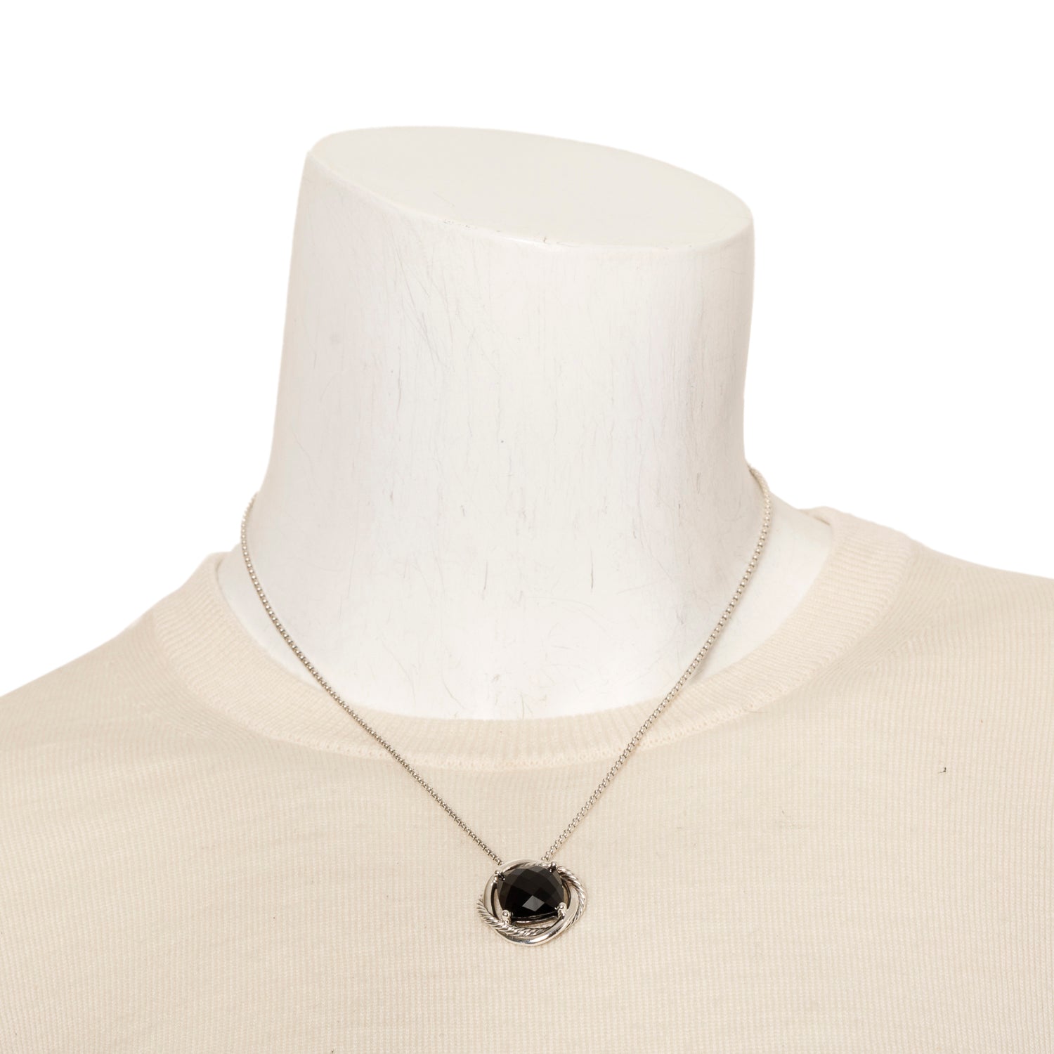 David Yurman Sterling Silver Onyx Infinity Pendant Necklace