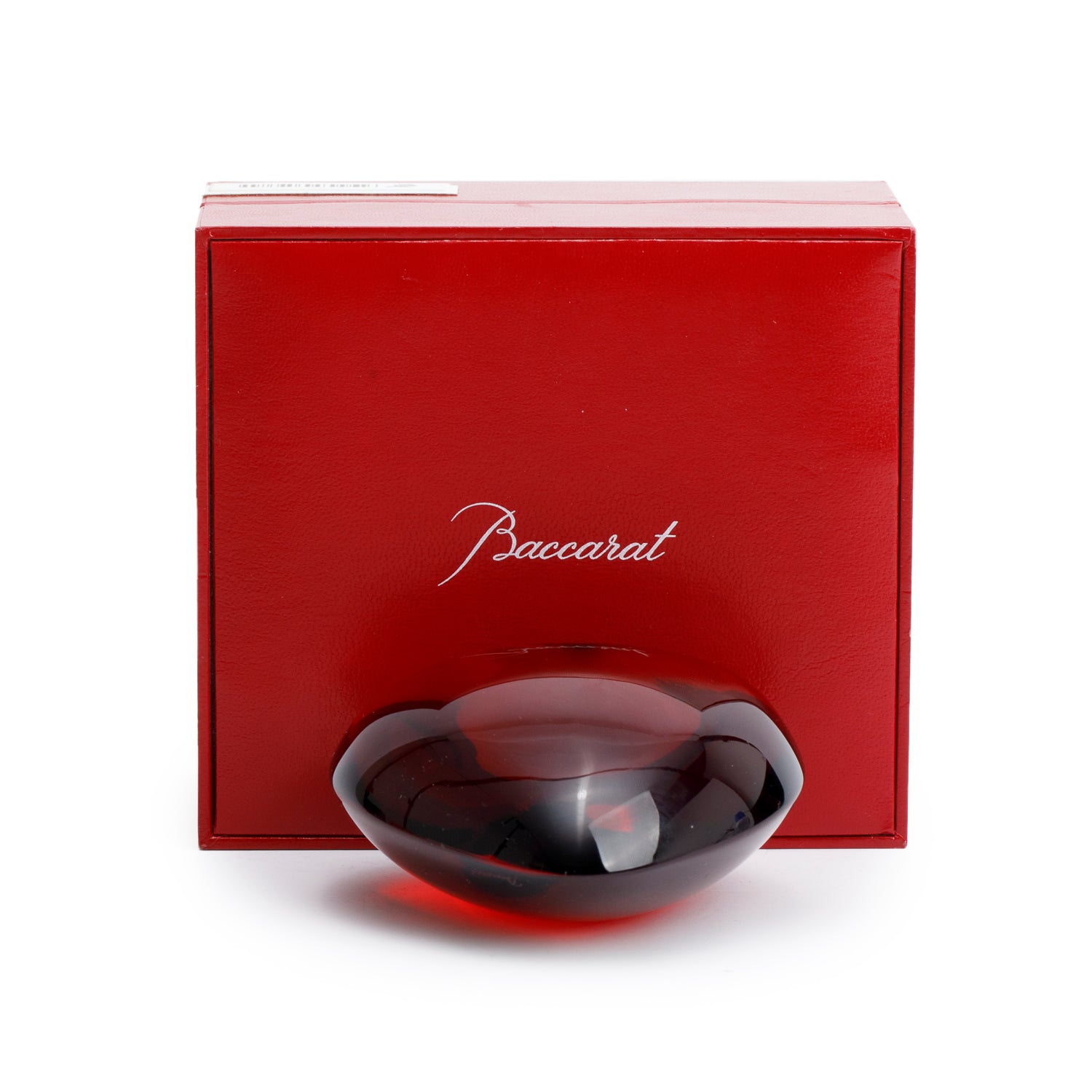 Baccarat Red Crystal Puffy Heart Paperweight w/ Box