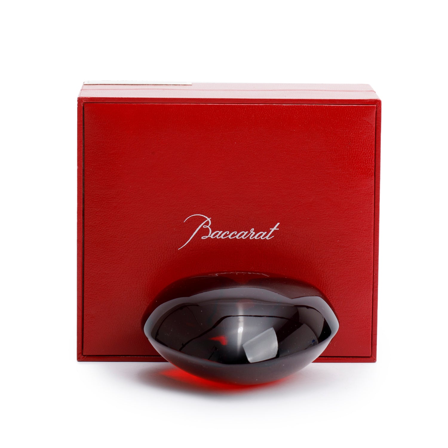 Baccarat Red Crystal Puffy Heart Paperweight w/ Box