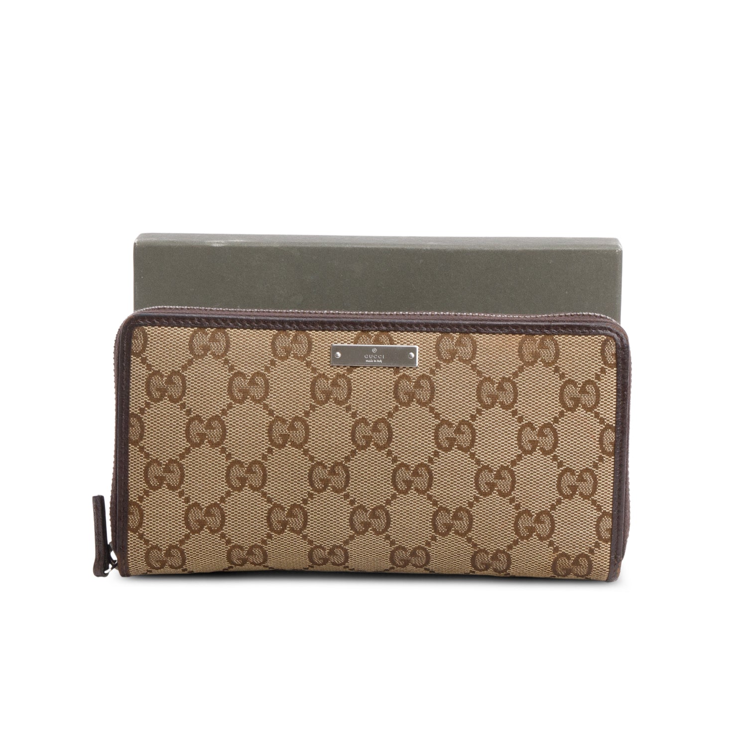 Gucci Monogram Dollar Calfskin Zip Around Wallet w/ Box