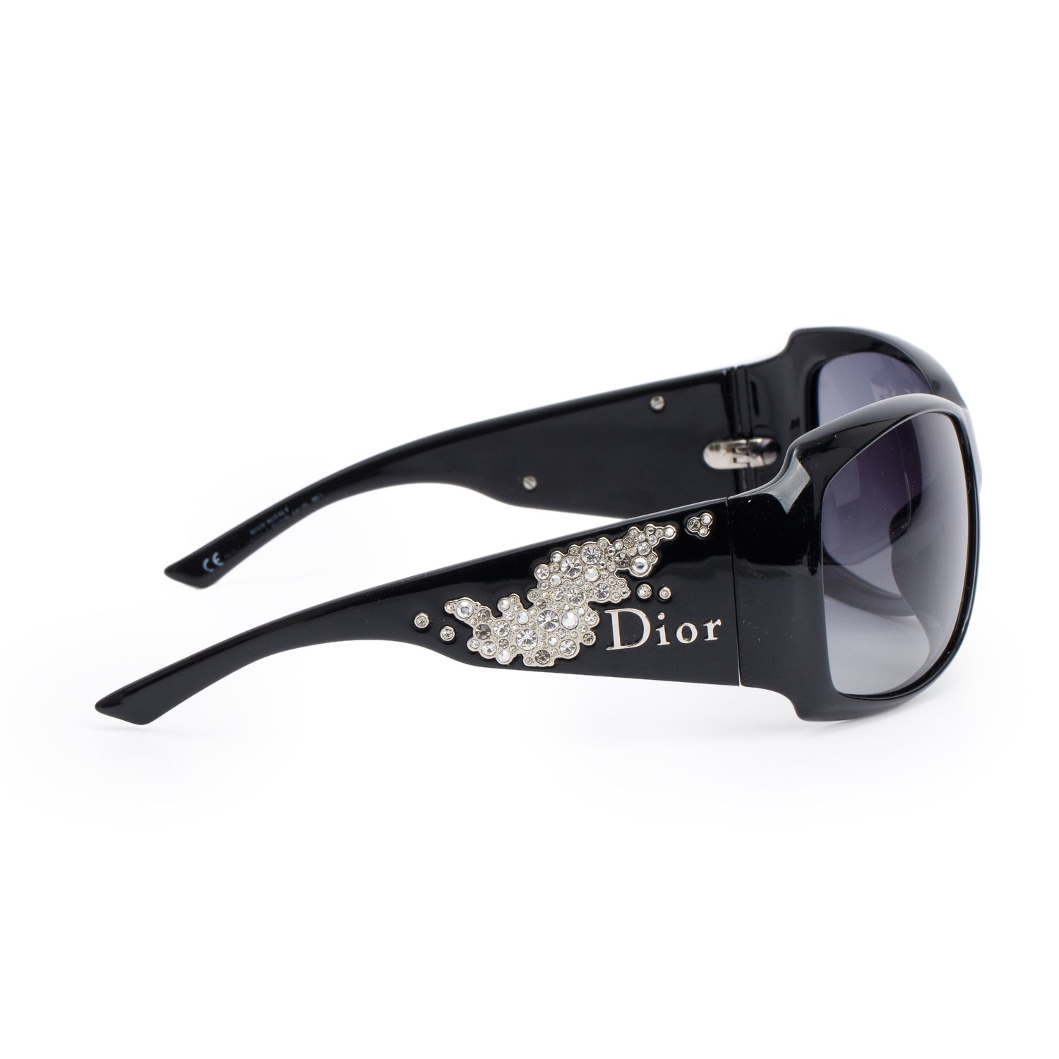 Christian Dior D2895 Black Acetate Strassy Sunglasses w/ Case