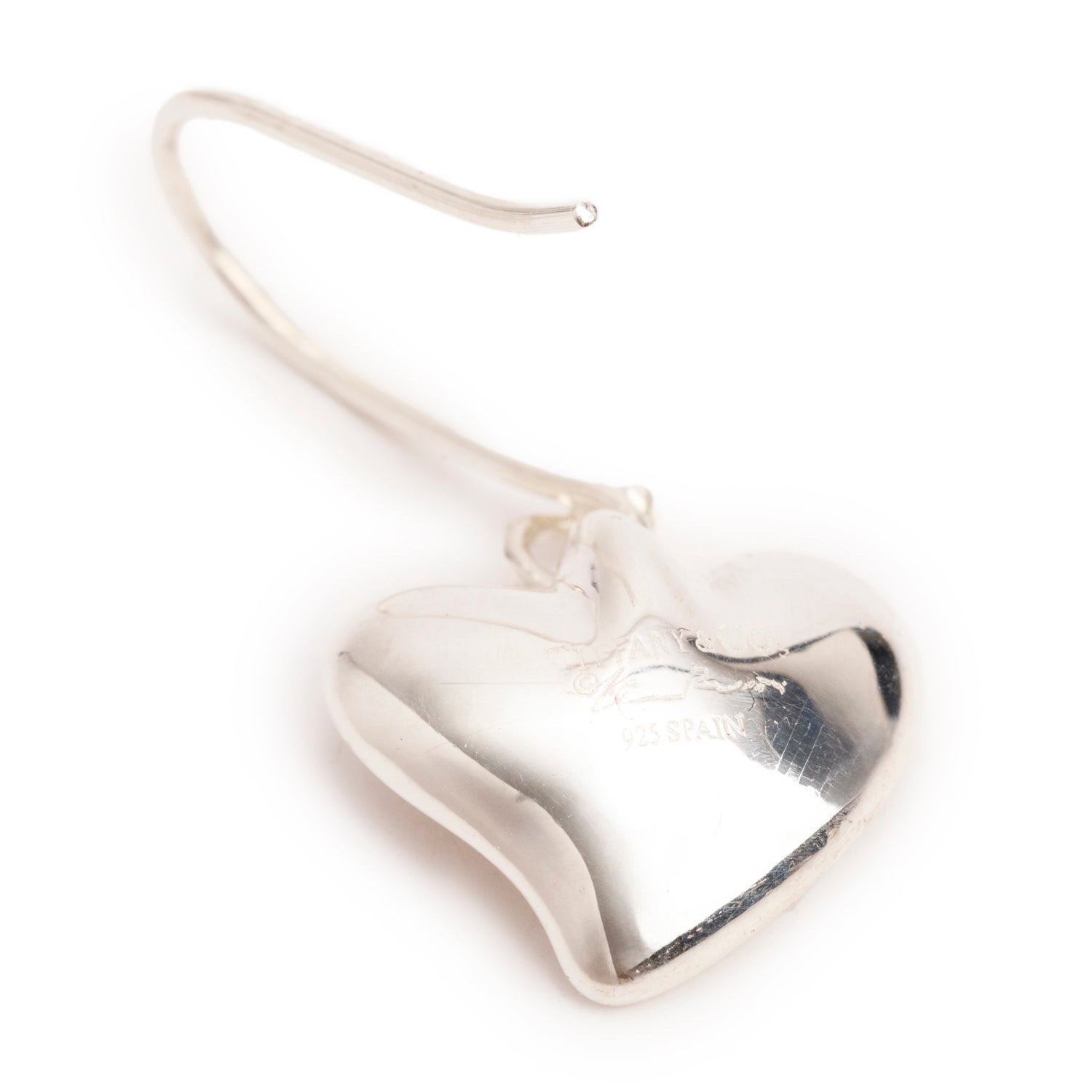 Tiffany & Co. Elsa Peretti Sterling Silver Full Heart Drop Earrings