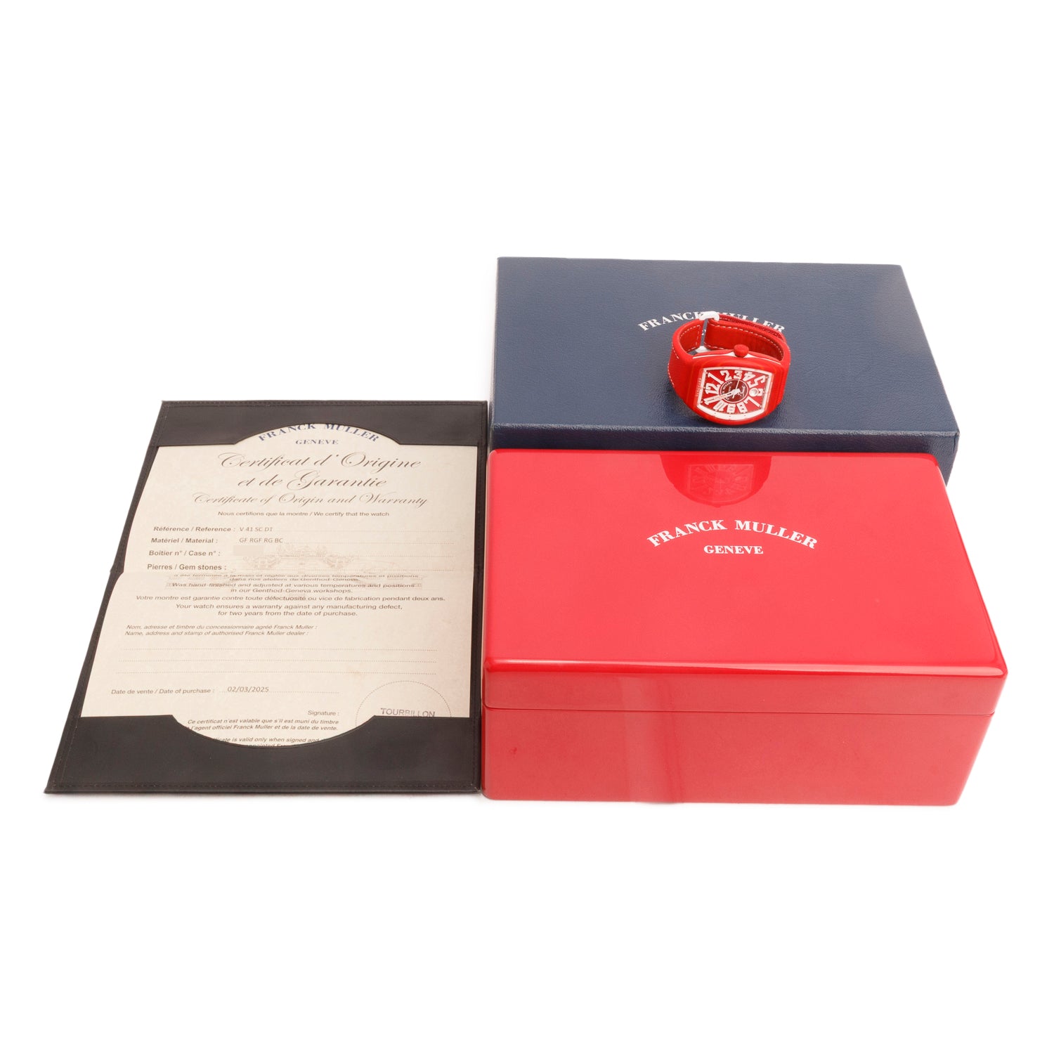 Franck Muller 2025 Red Composite Vanguard Beach 41 MM Automatic Watch w/ Box & Papers