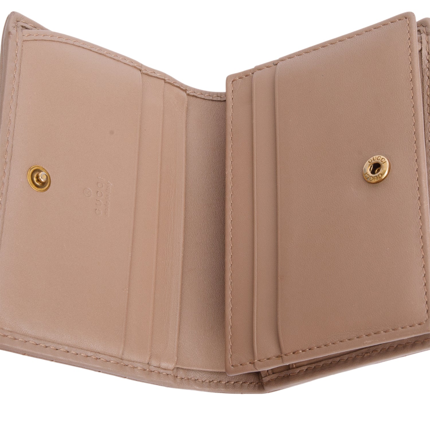 Gucci Beige Quilted GG Marmont Leather Card Case Wallet w/ Box