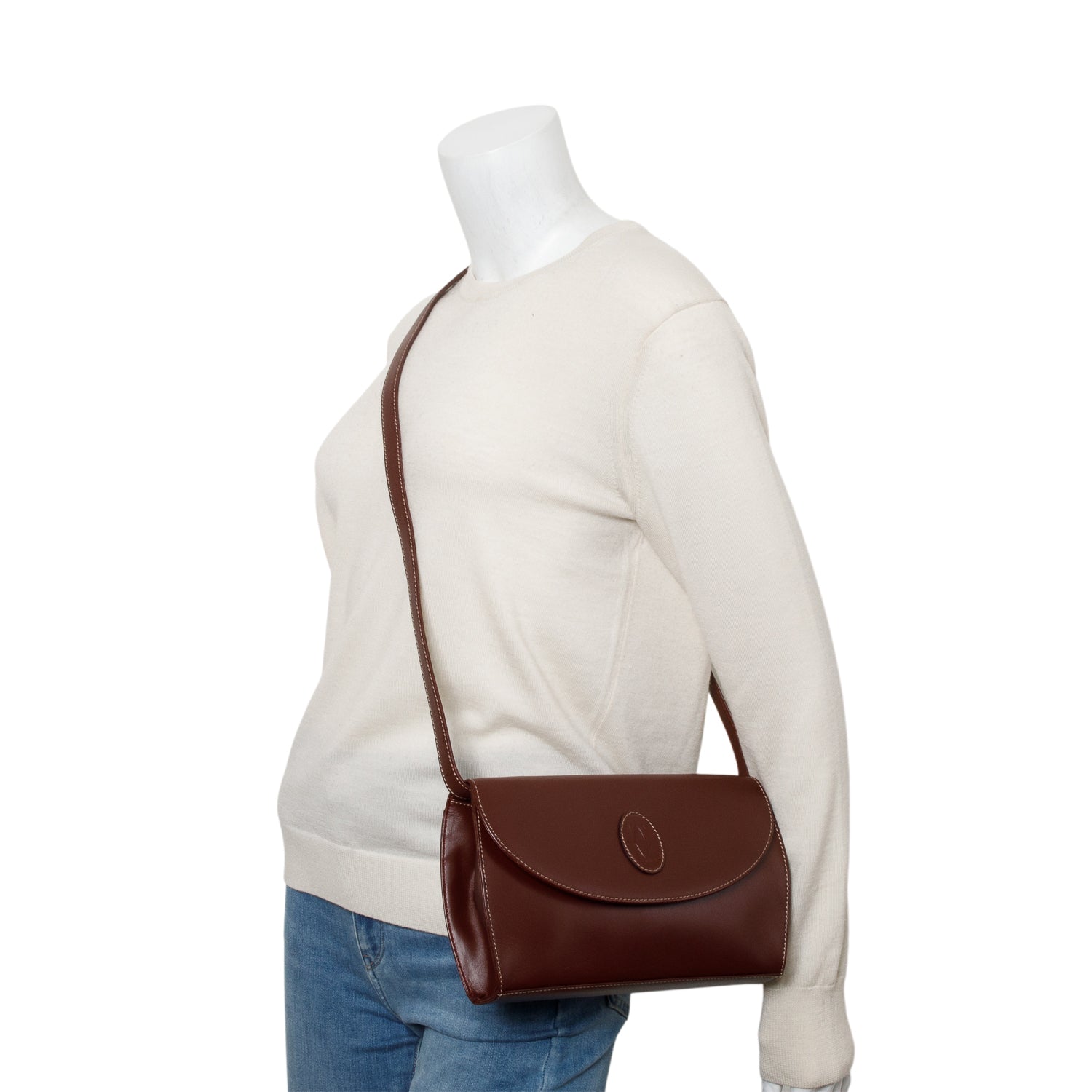 Cartier Vintage Burgundy Leather C De Cartier Flap Crossbody w/ Authenticity Card