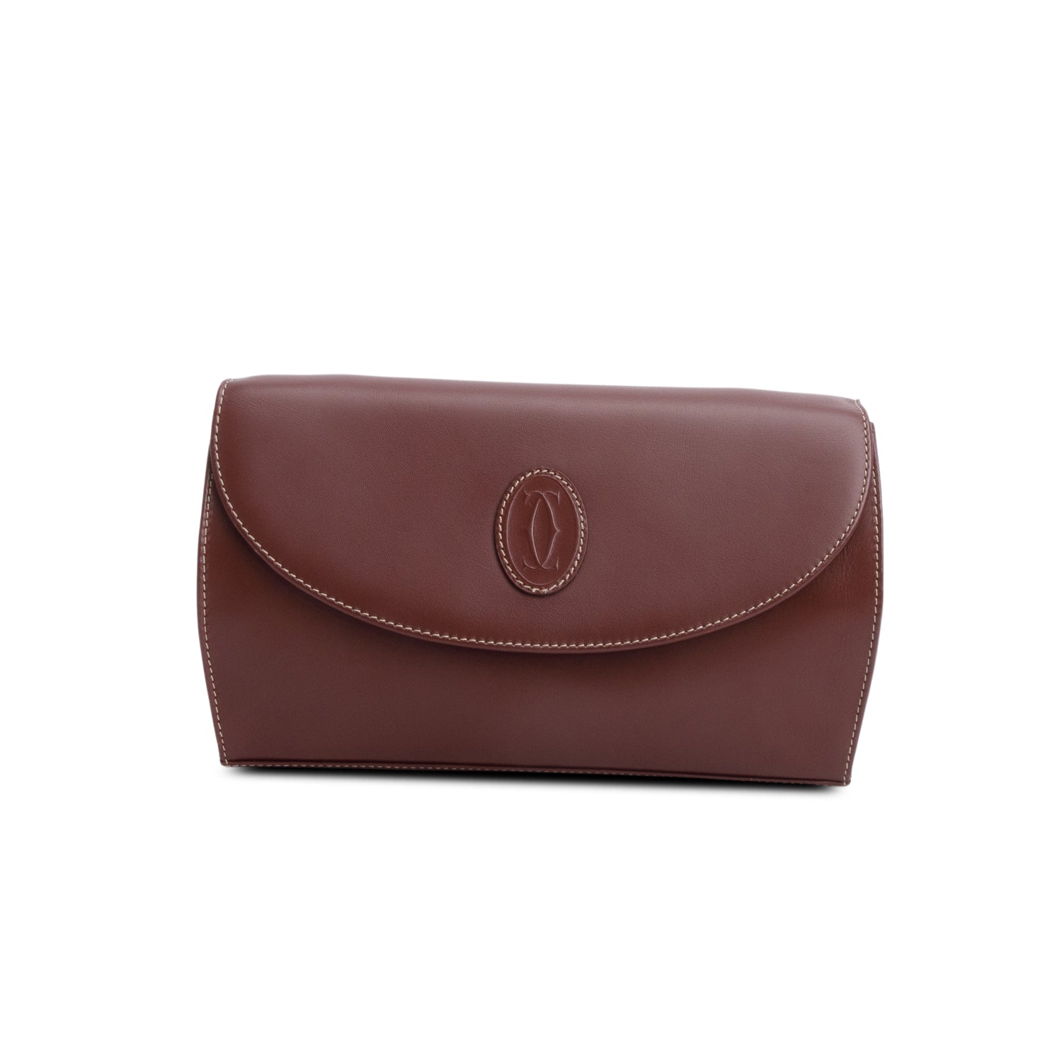 Cartier Vintage Burgundy Leather C De Cartier Flap Crossbody w/ Authenticity Card