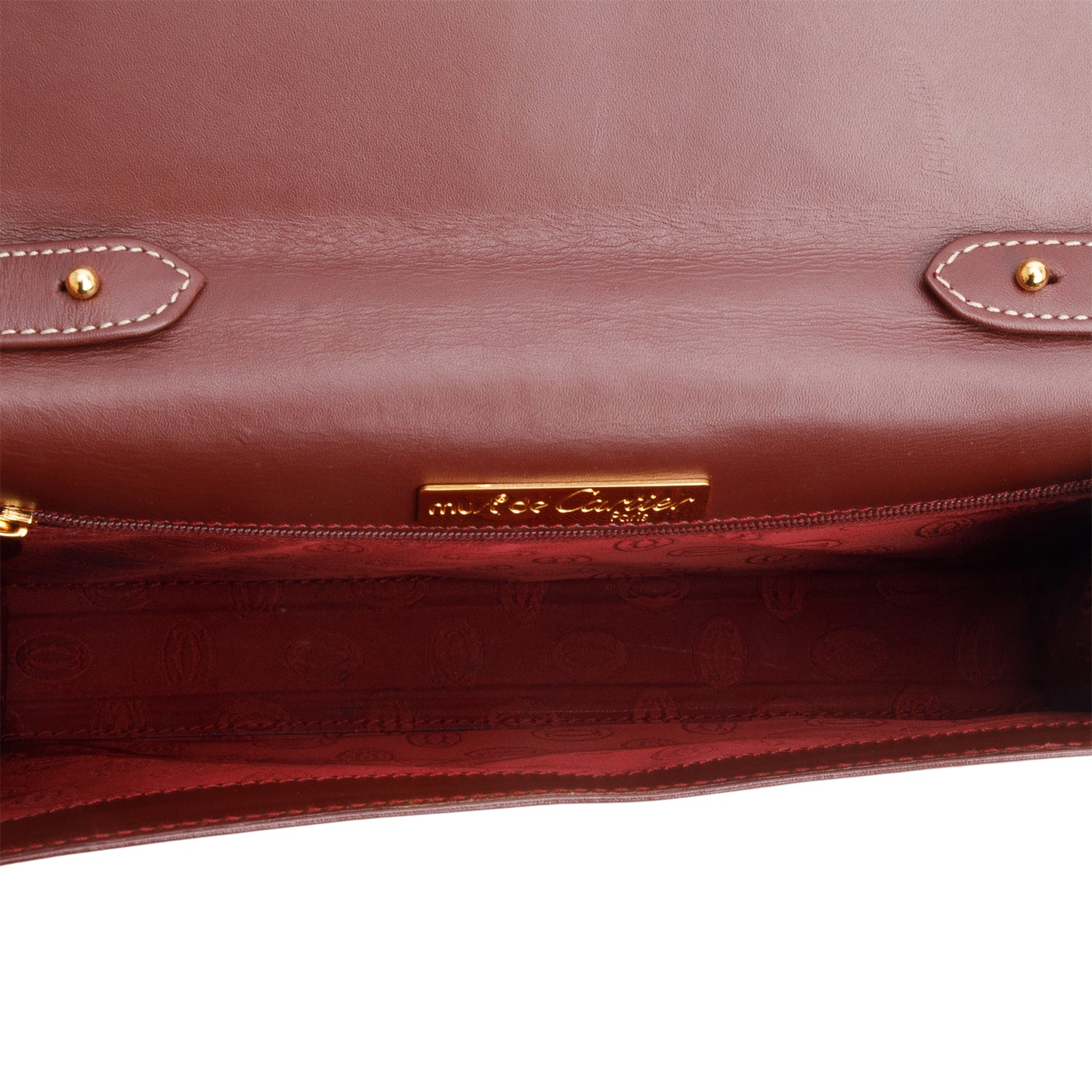 Cartier Vintage Burgundy Leather C De Cartier Flap Crossbody w/ Authenticity Card