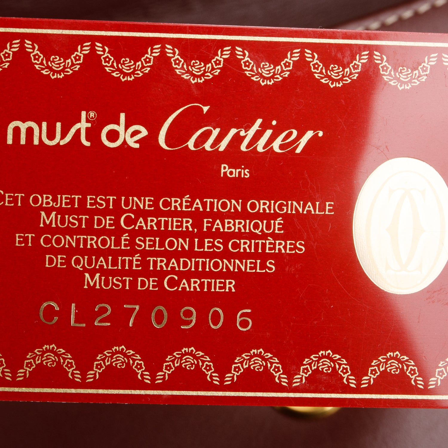 Cartier Vintage Burgundy Leather C De Cartier Flap Crossbody w/ Authenticity Card