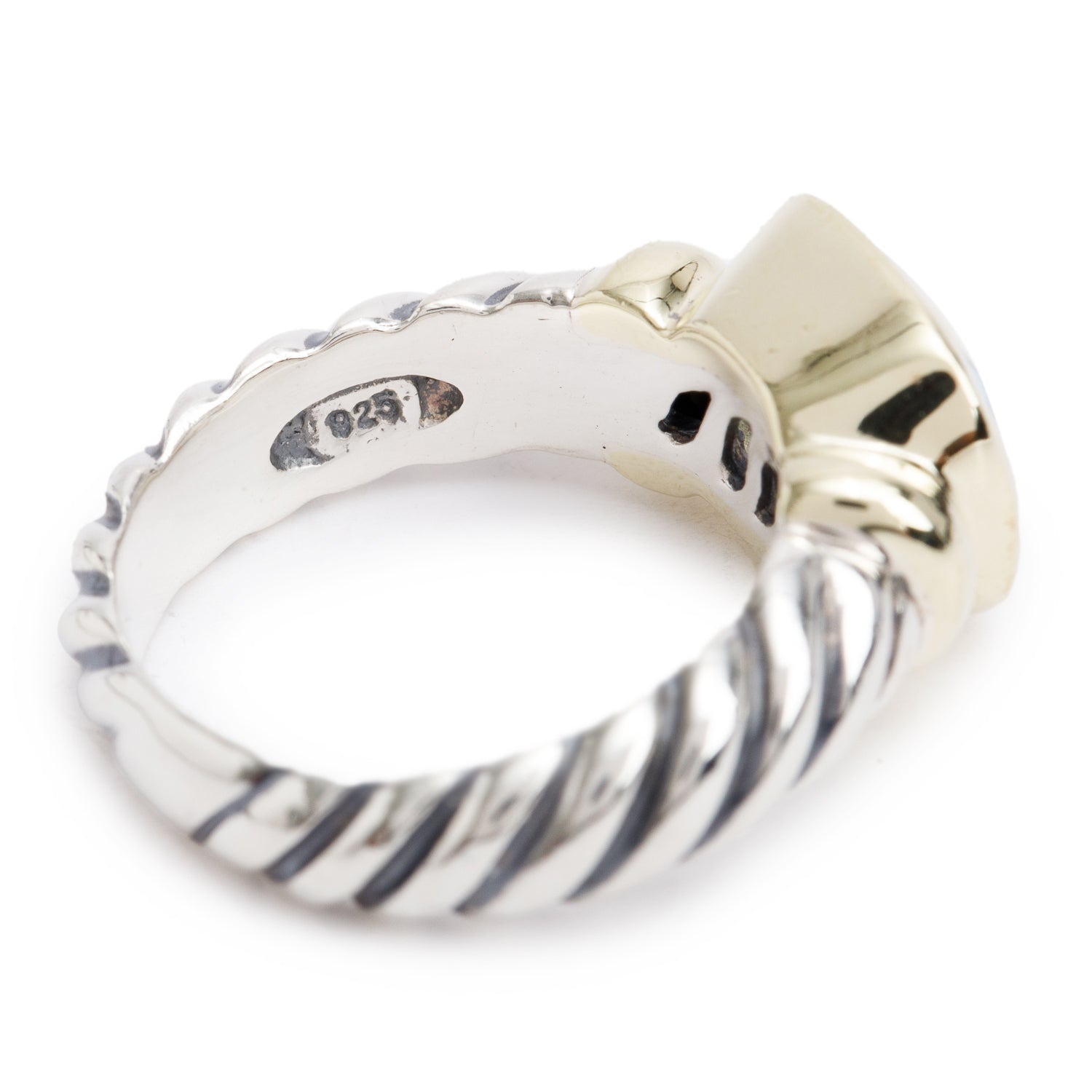 David Yurman Sterling Silver & 14k Yellow Gold Blue Topaz Noblesse Cocktail Ring, Size 6