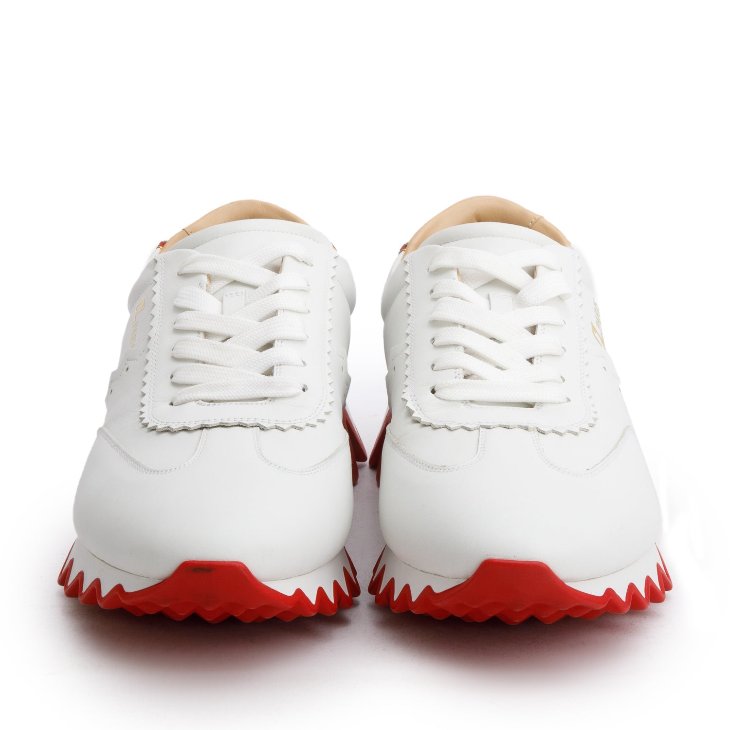 Christian Louboutin White Leather  Loubishark Sneakers, Men's Size 45