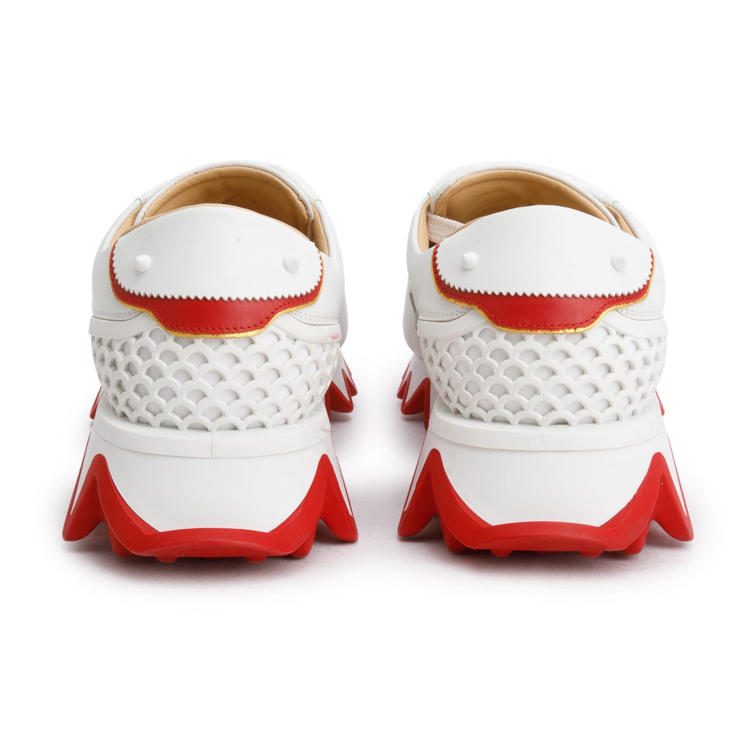 Christian Louboutin White Leather  Loubishark Sneakers, Men's Size 45