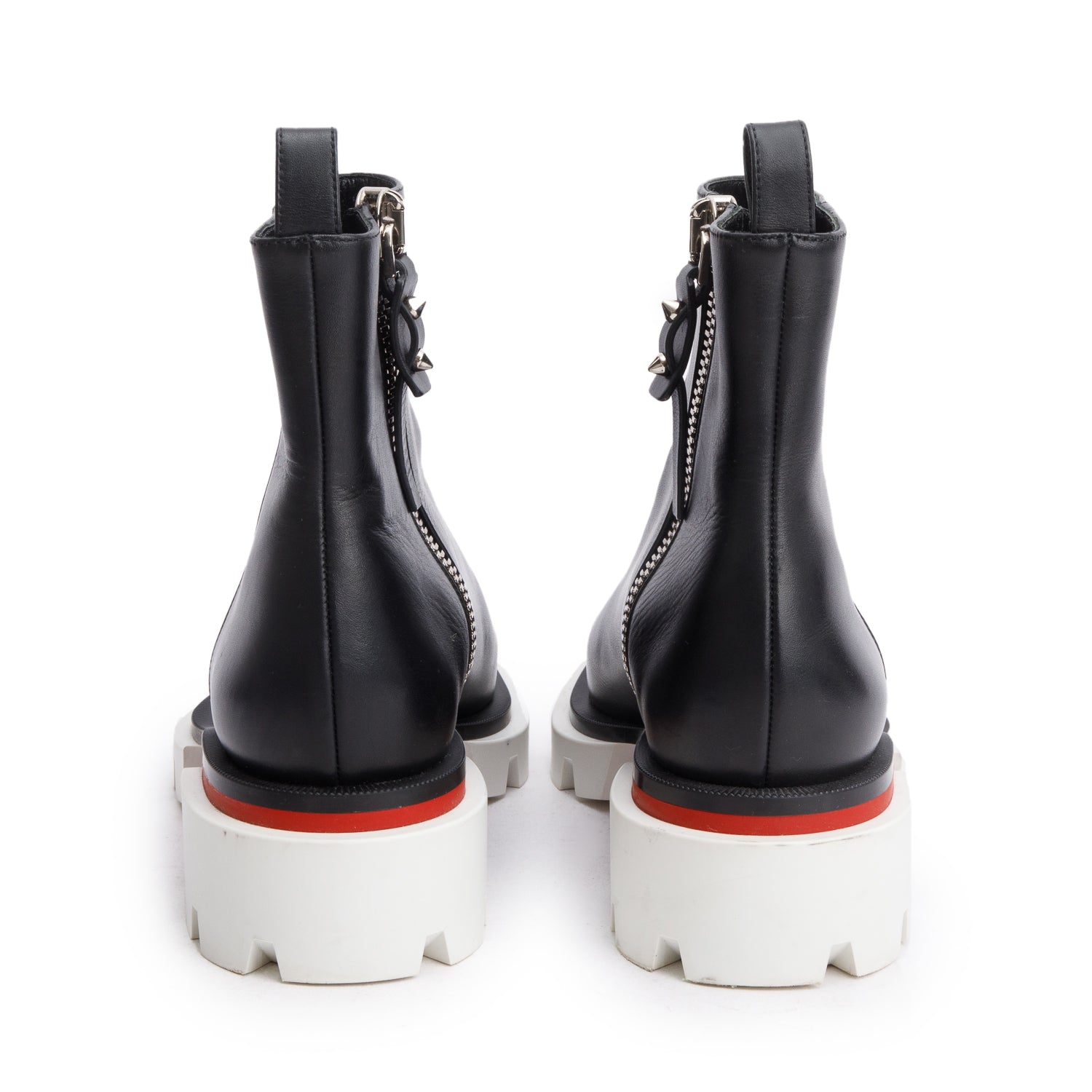 Christian Louboutin Black Leather White Rubber Maxi Ankle Boots, Size 38