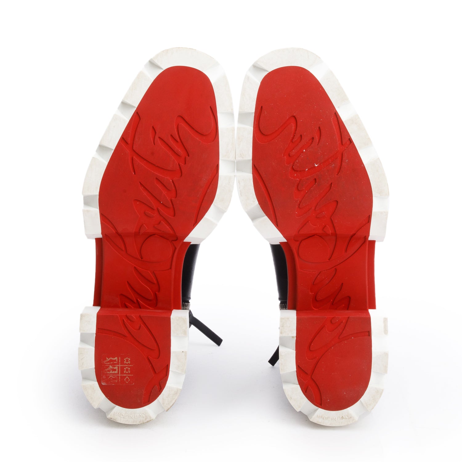 Christian Louboutin Black Leather White Rubber Maxi Ankle Boots, Size 38