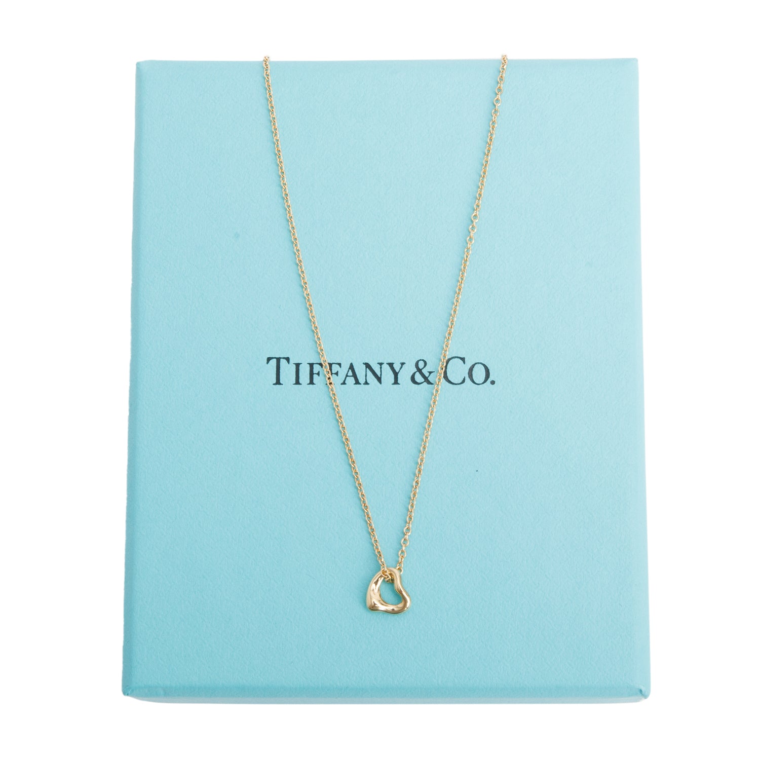 Tiffany & Co. Elsa Peretti 18k Rose Gold Mini 7 MM Open Heart Pendant Necklace w/ Box