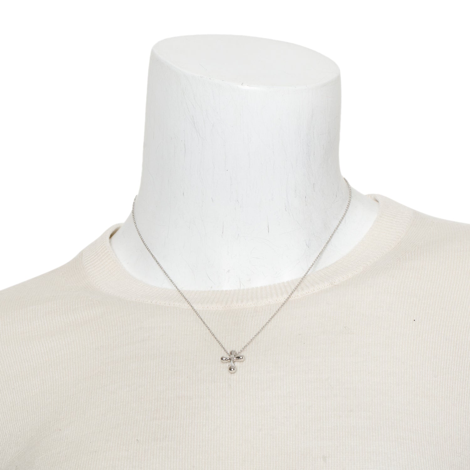 Tiffany & Co. Elsa Peretti Platinum Cross Pendant Necklace, 12 MM