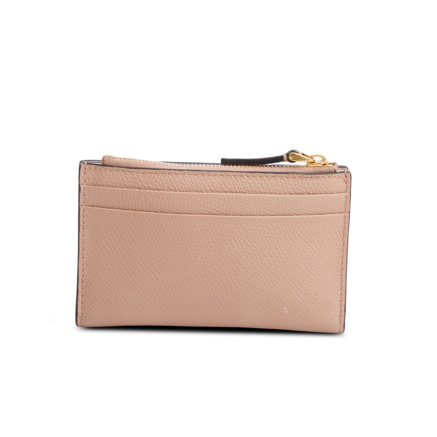 Valentino Beige Vlogo Grainy Calfskin Bi-Fold Wallet