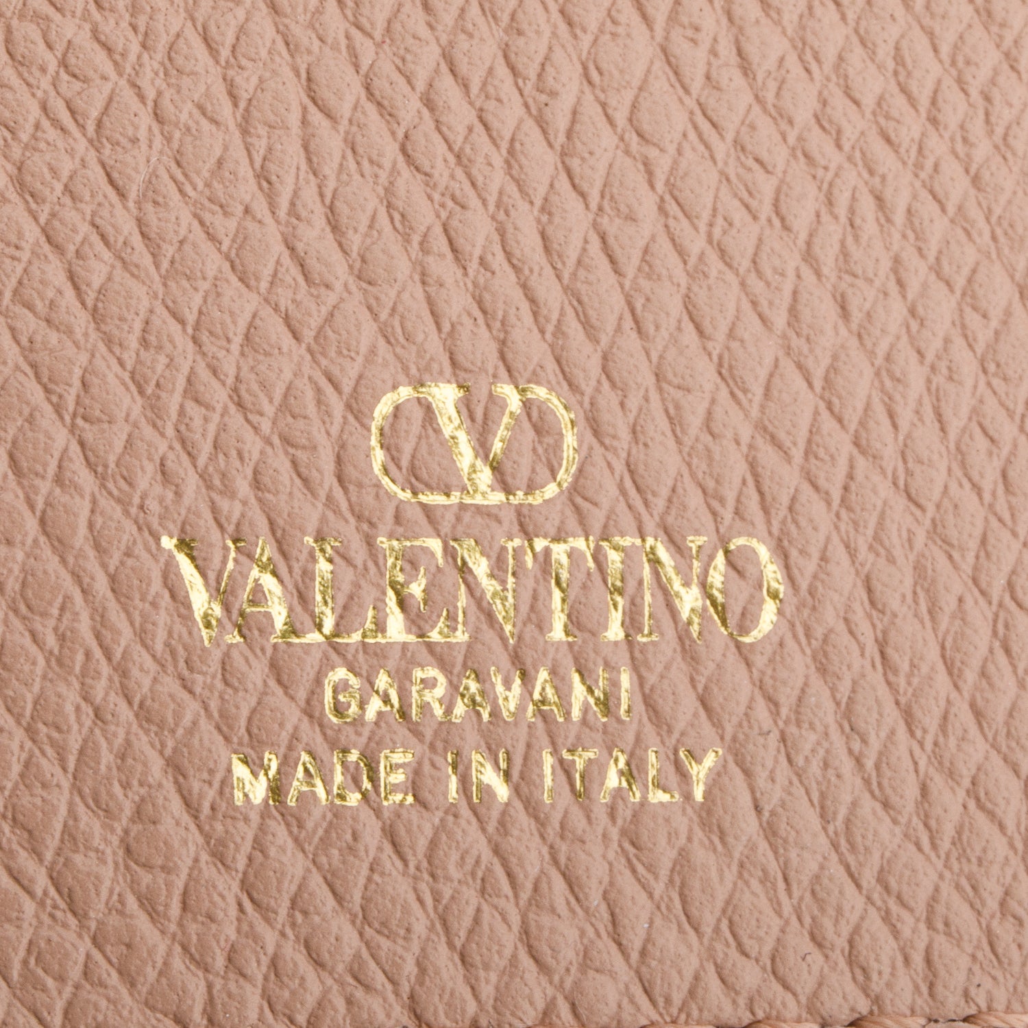 Valentino Beige Vlogo Grainy Calfskin Bi-Fold Wallet