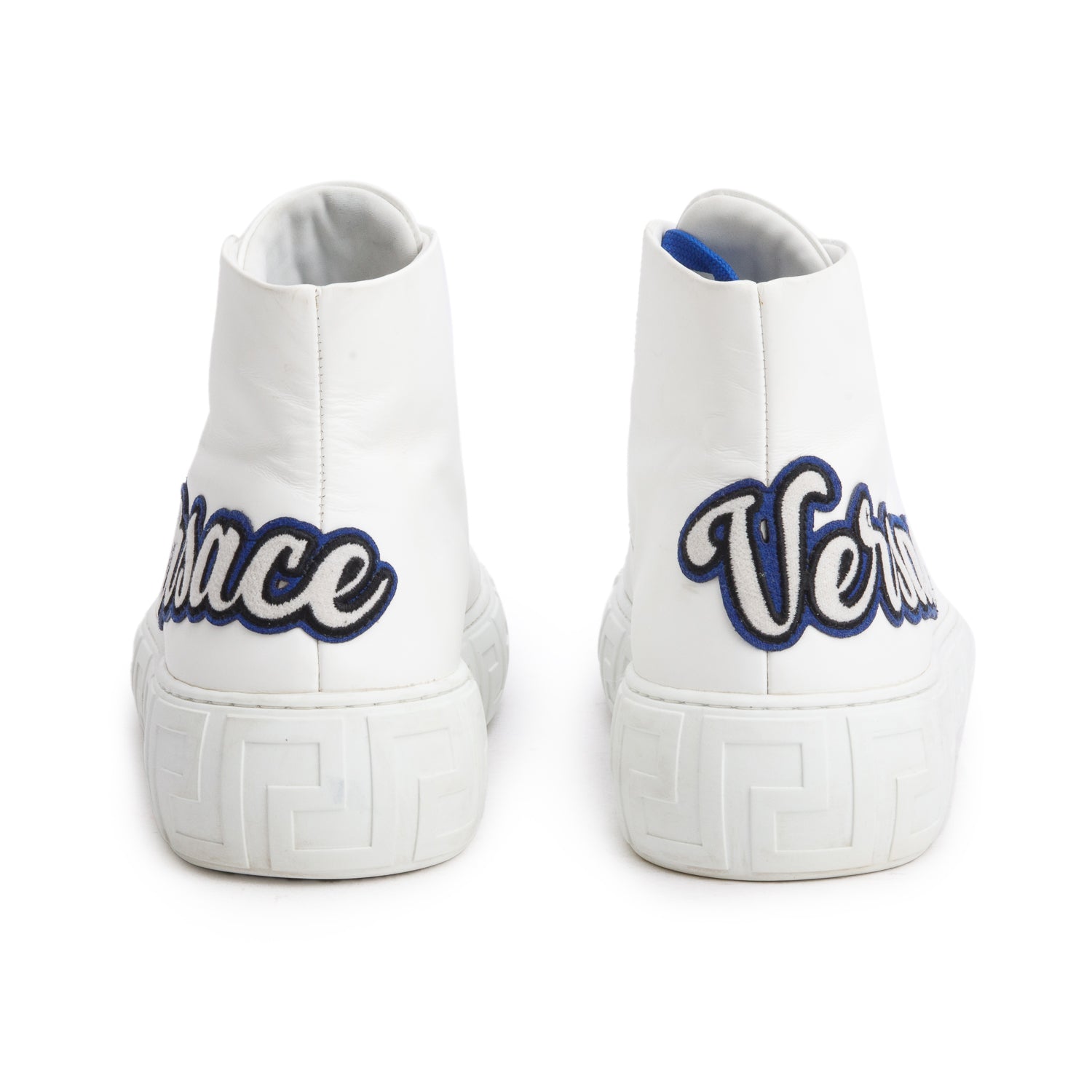 Versace White Greca Varisty High Top Sneakers, Men's Size 45