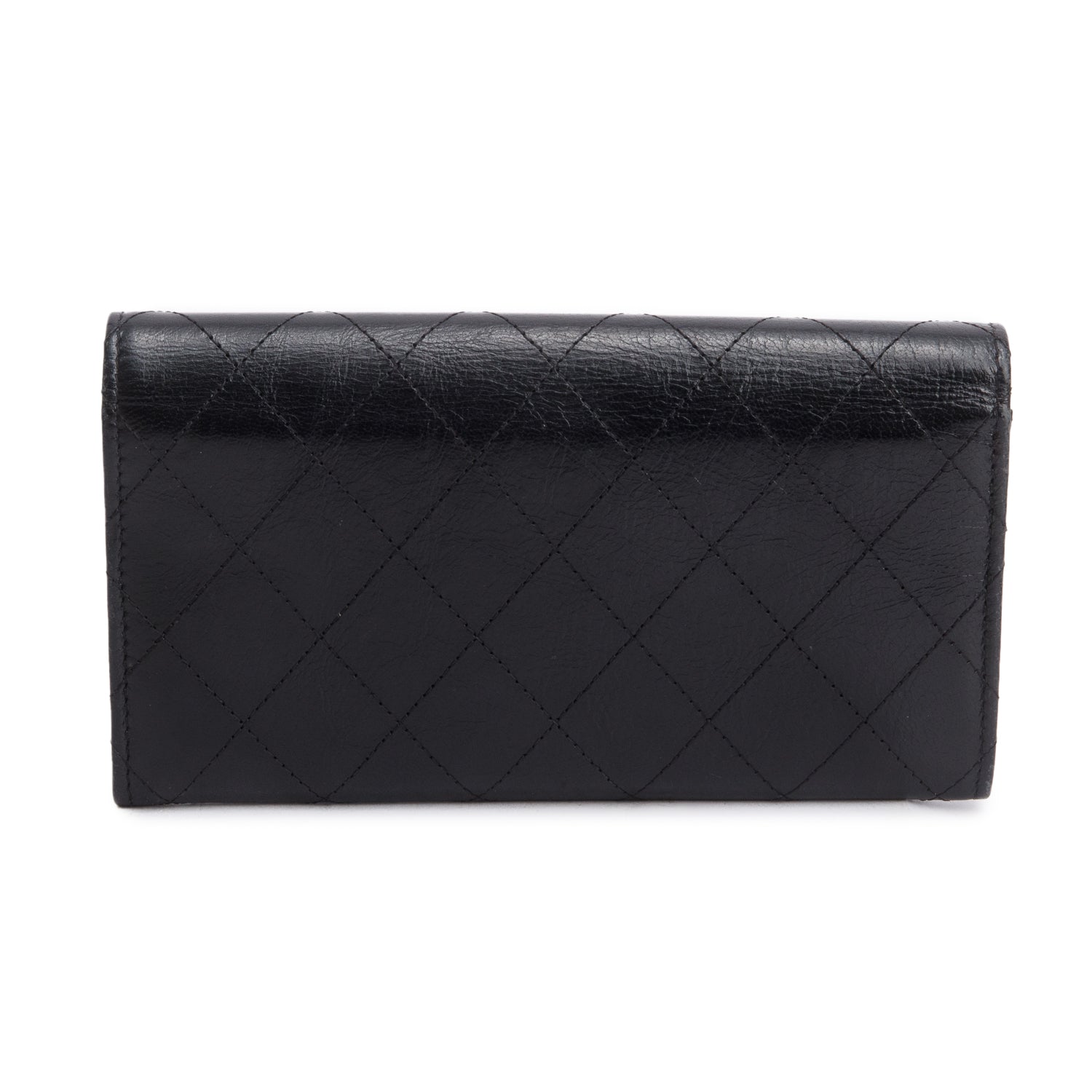 Chanel Black Goatskin Quilted Golden Class Long Wallet w/ Authenticity Card