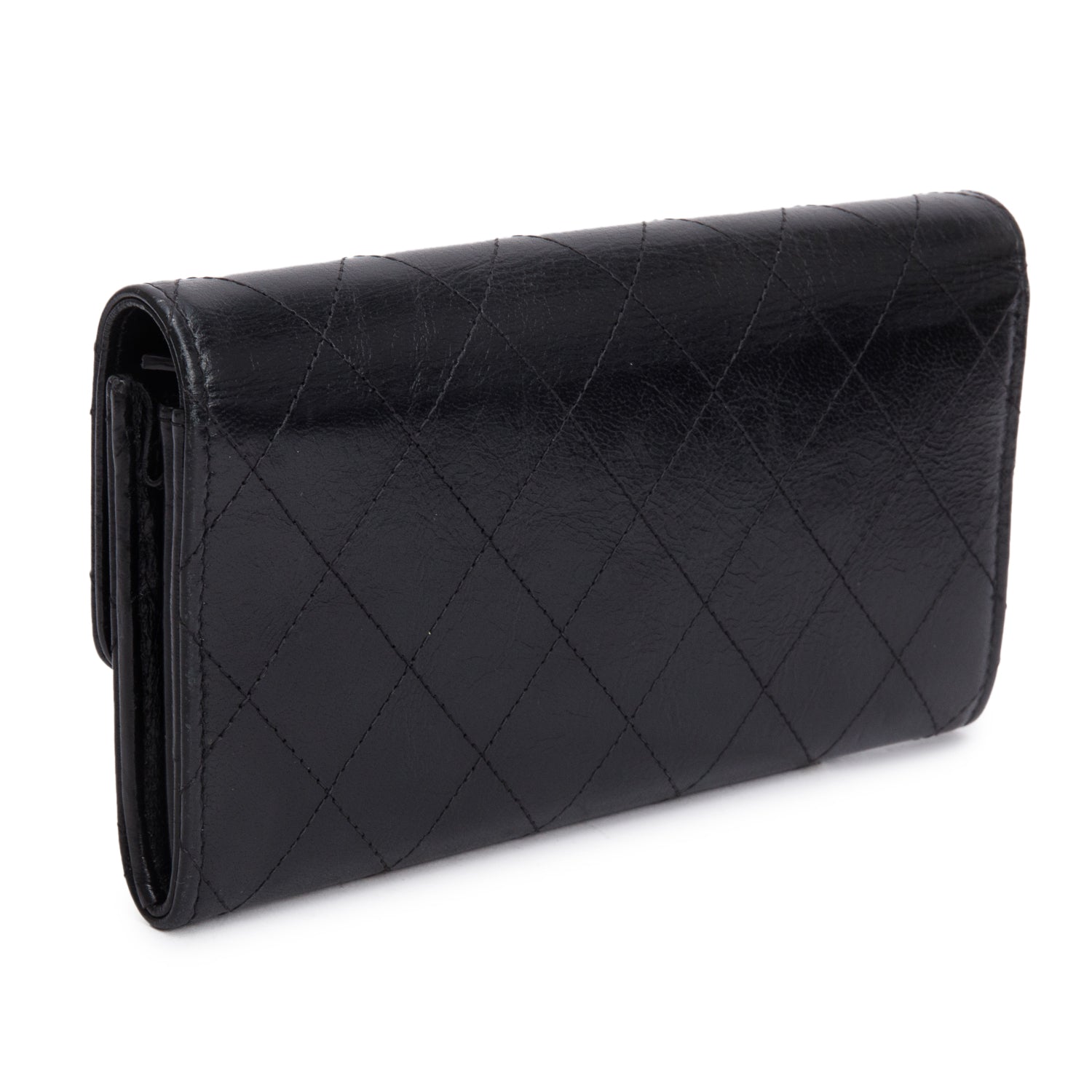Chanel Black Goatskin Quilted Golden Class Long Wallet w/ Authenticity Card