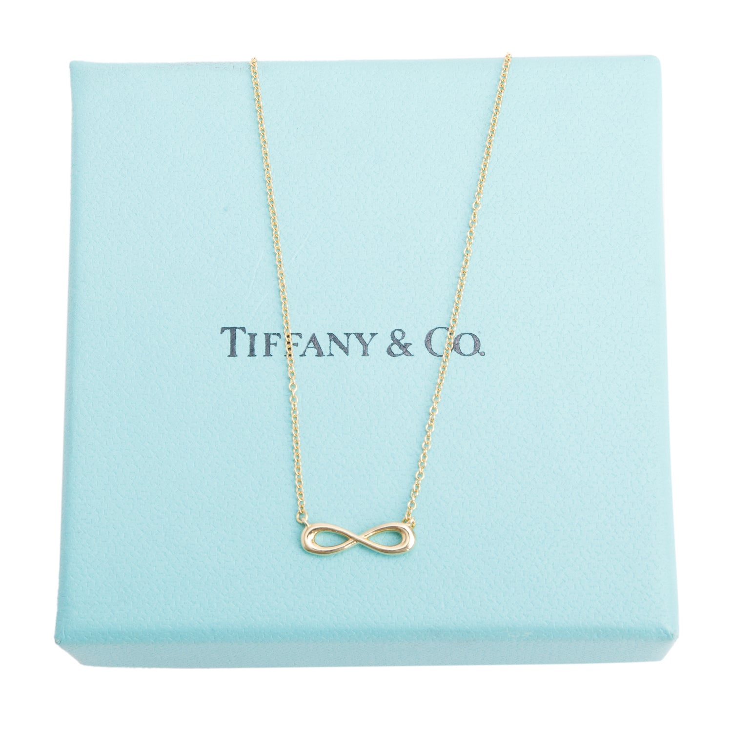 Tiffany & Co. 18k Yellow Gold Mini Infinity Pendant Necklace w/ Box