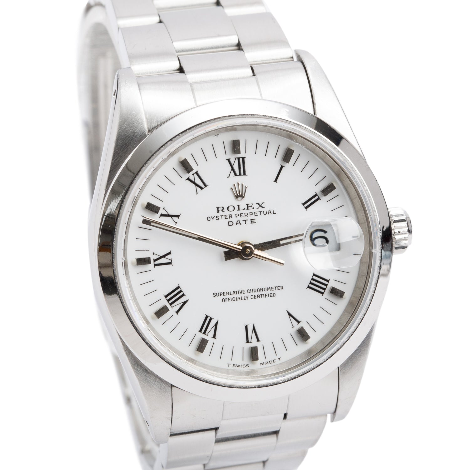 Rolex Stainless Steel Oyster Perpetual Date 34 MM Watch White Dial 15200 w/ Box