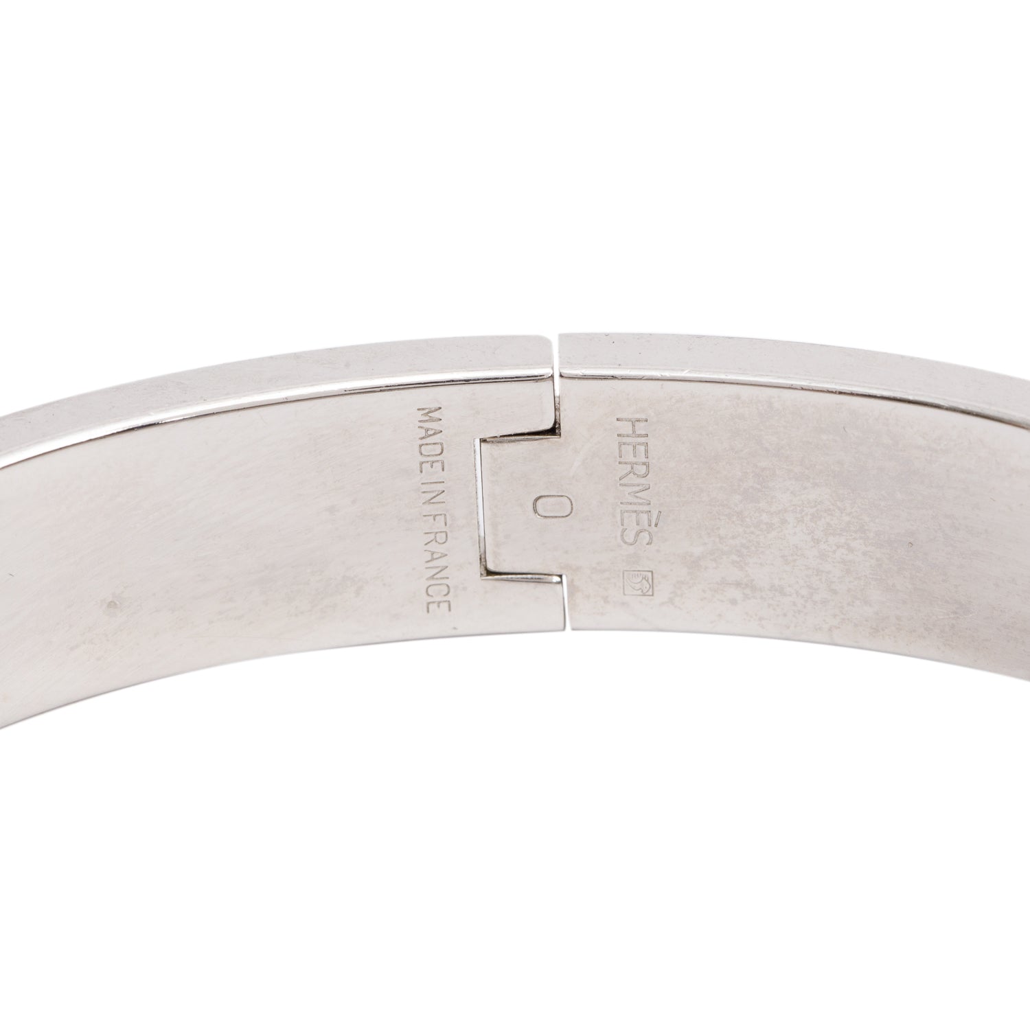 Hermes Palladium Plated White Enamel 12 MM Clic H Bracelet w/ Box