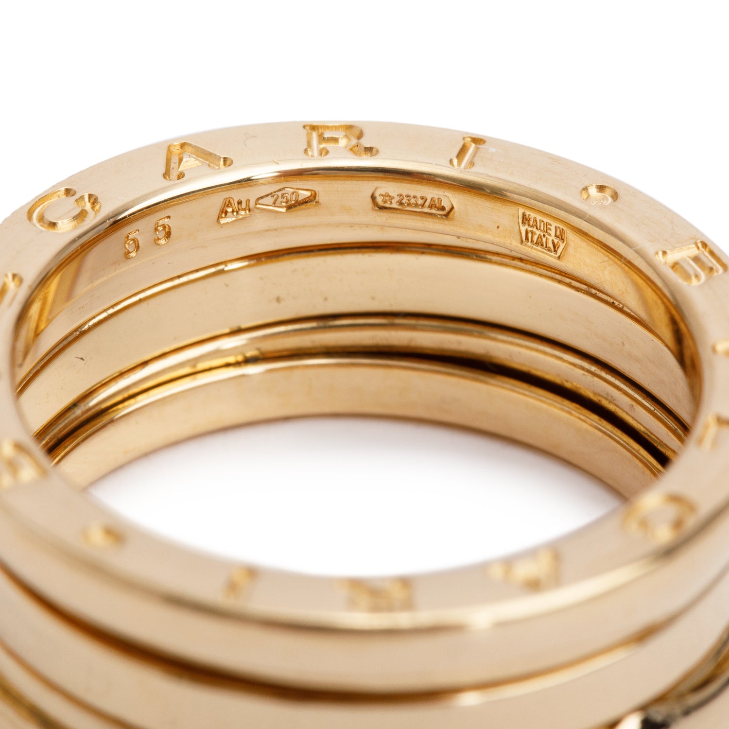 BVLGARI 18k Yellow Gold B.Zero1 3-Band Ring, Size 55 7 w/ Box