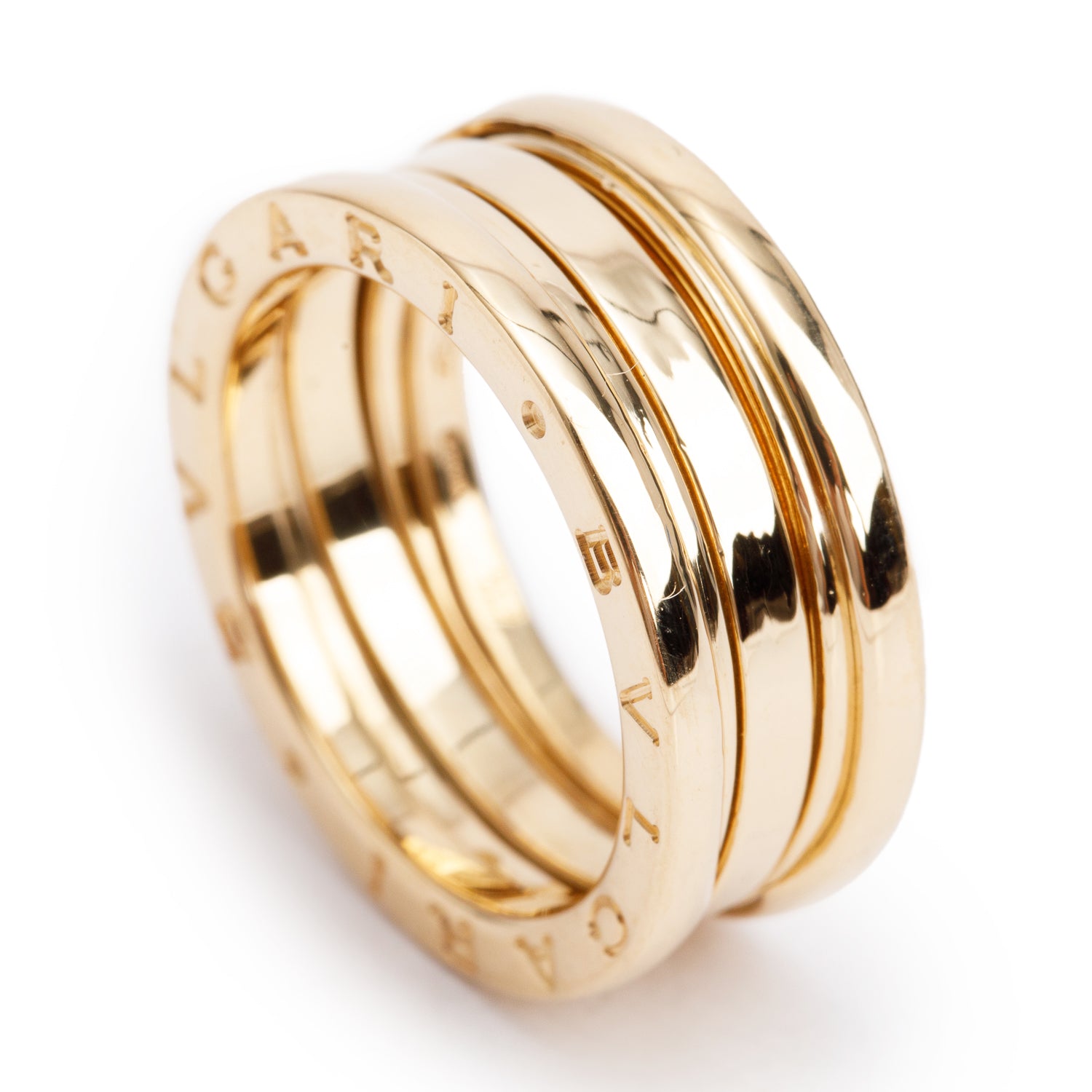 BVLGARI 18k Yellow Gold B.Zero1 3-Band Ring, Size 55 7 w/ Box