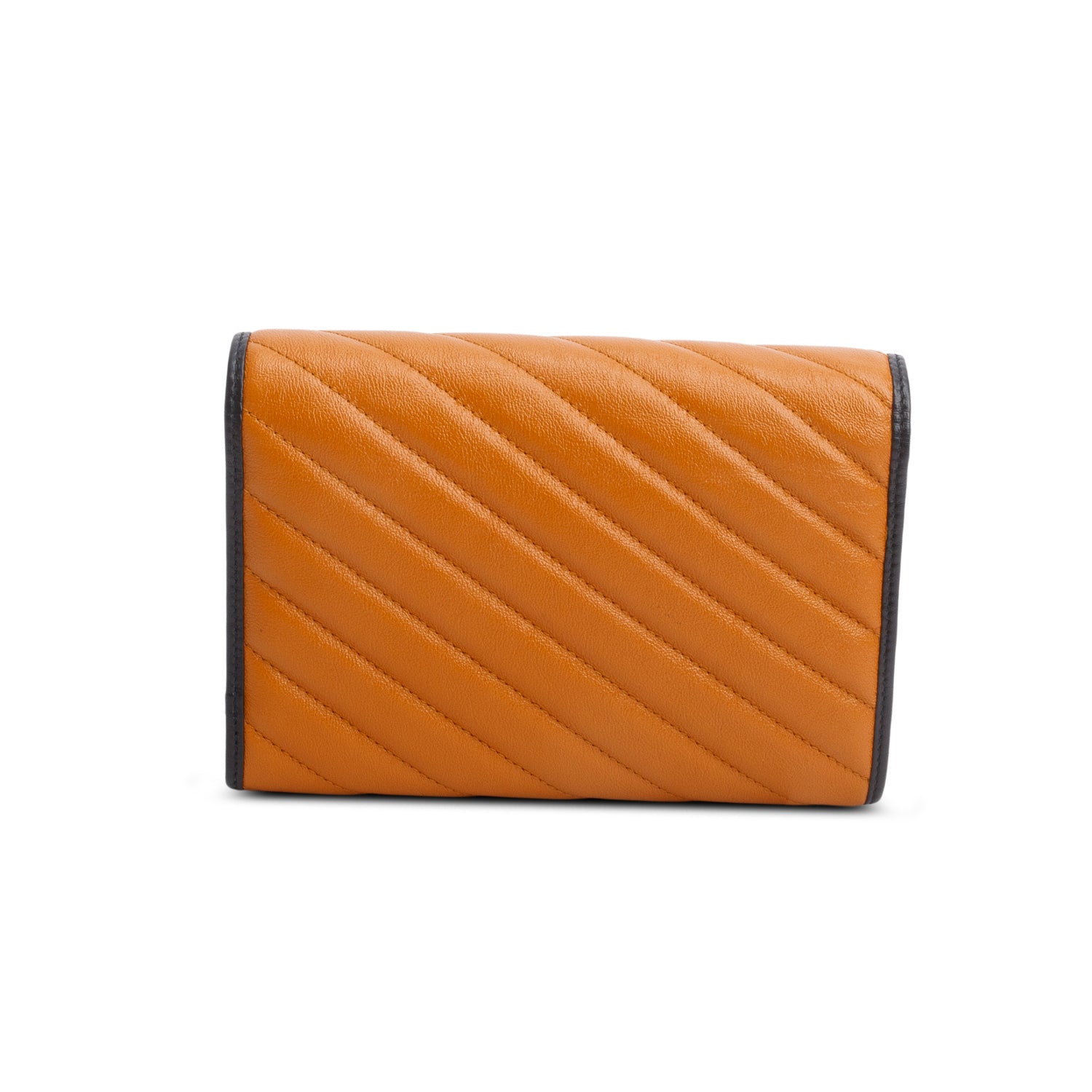 Gucci Brown Leather GG Marmont Torchon Chain Wallet