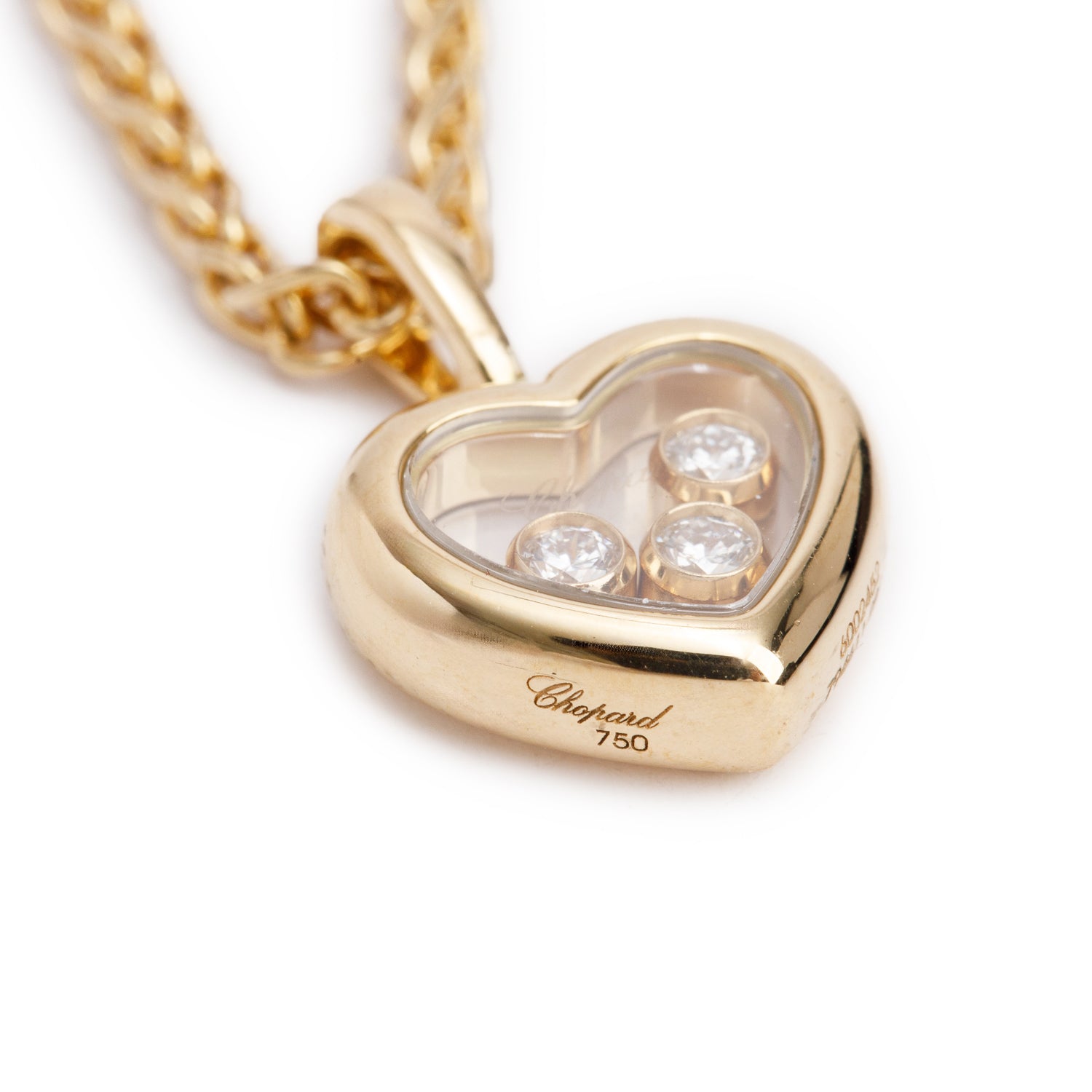 Chopard 18k Yellow Gold Happy Diamonds Heart Pendant Necklace w/ Box & Papers
