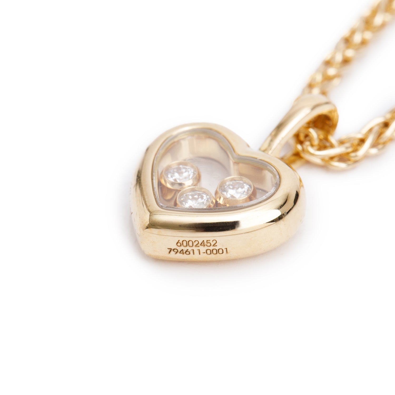 Chopard 18k Yellow Gold Happy Diamonds Heart Pendant Necklace w/ Box & Papers