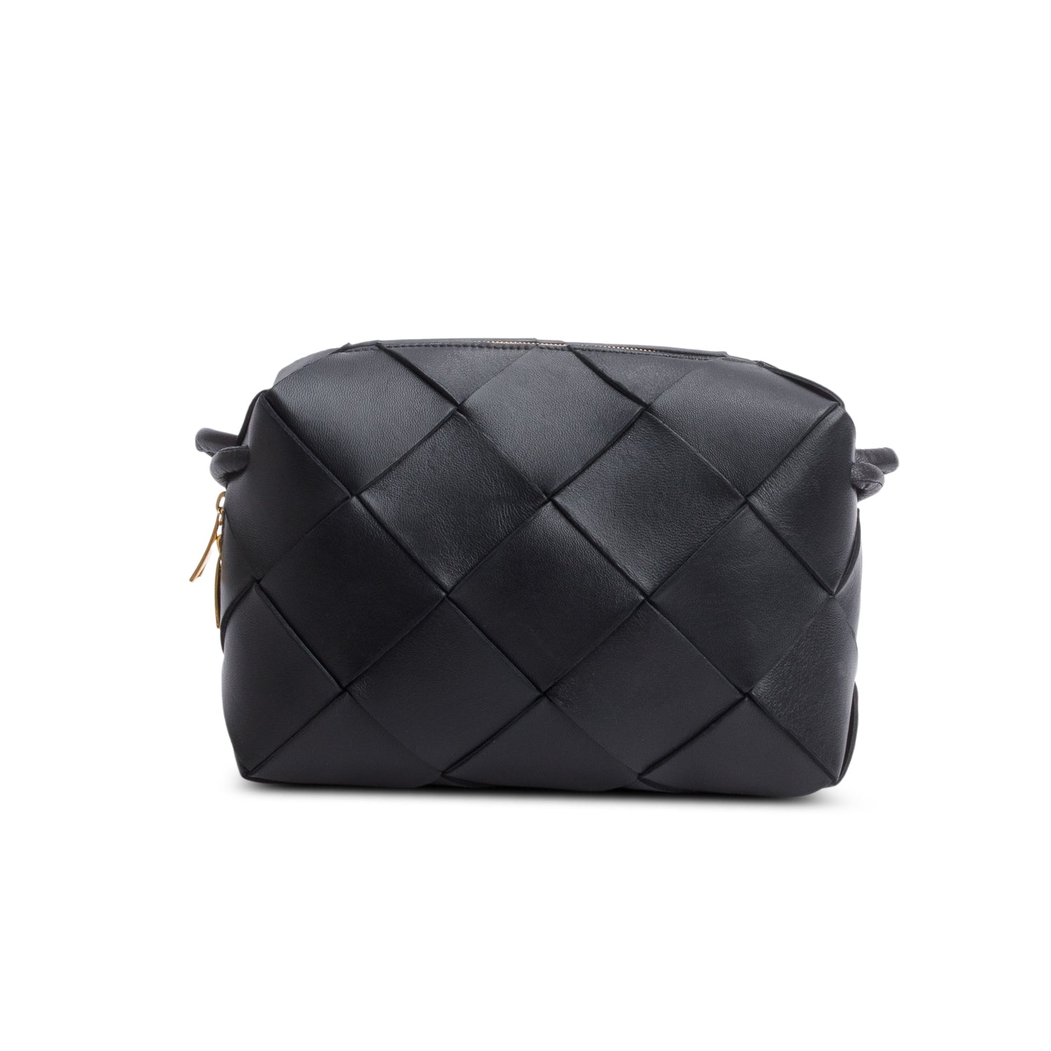 Bottega Veneta Black Lambskin Maxi Intrecciato Small Cassette Camera Bag